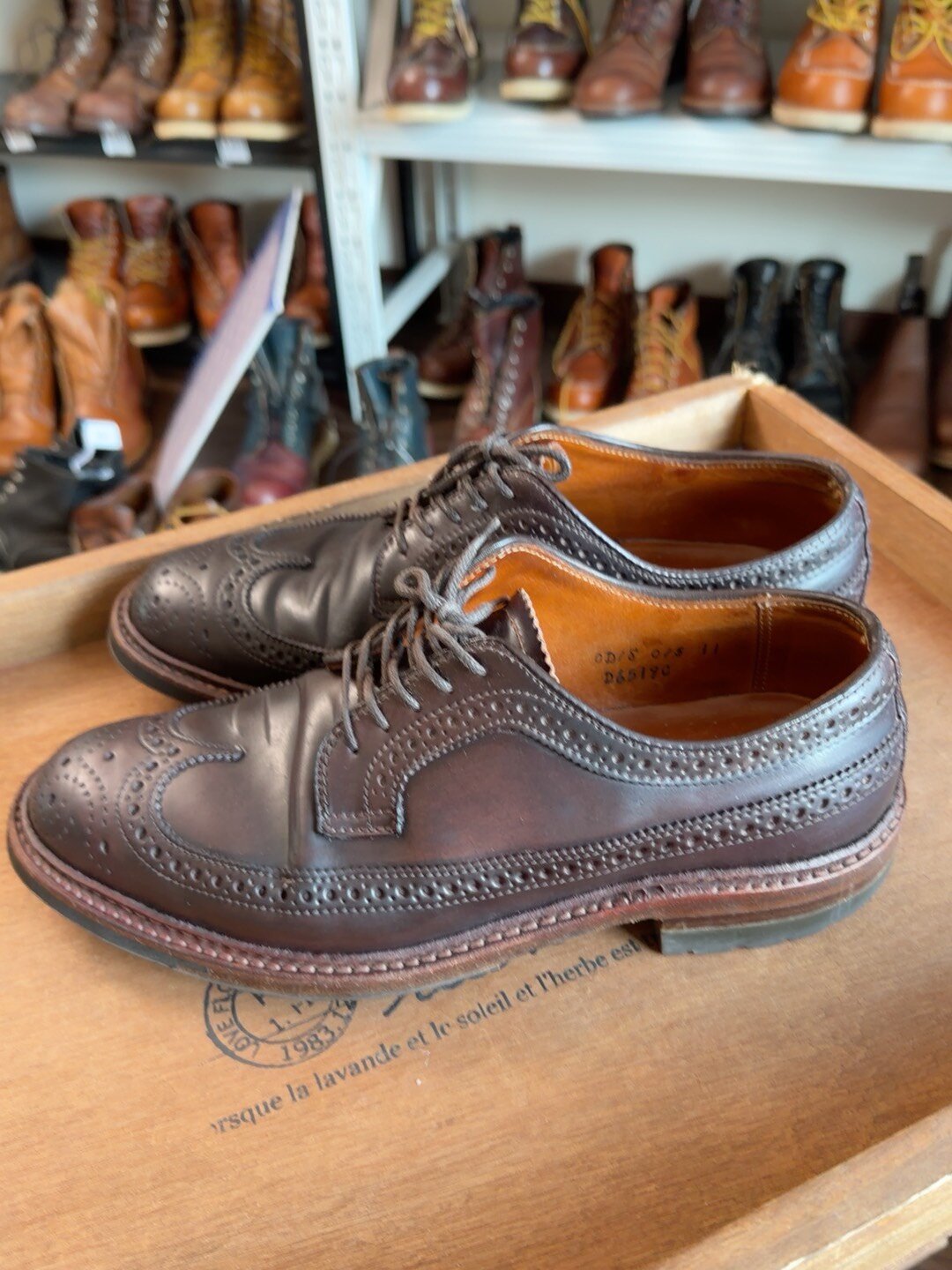 Alden LongWing 975 Shell Cordovan Brogue — detail