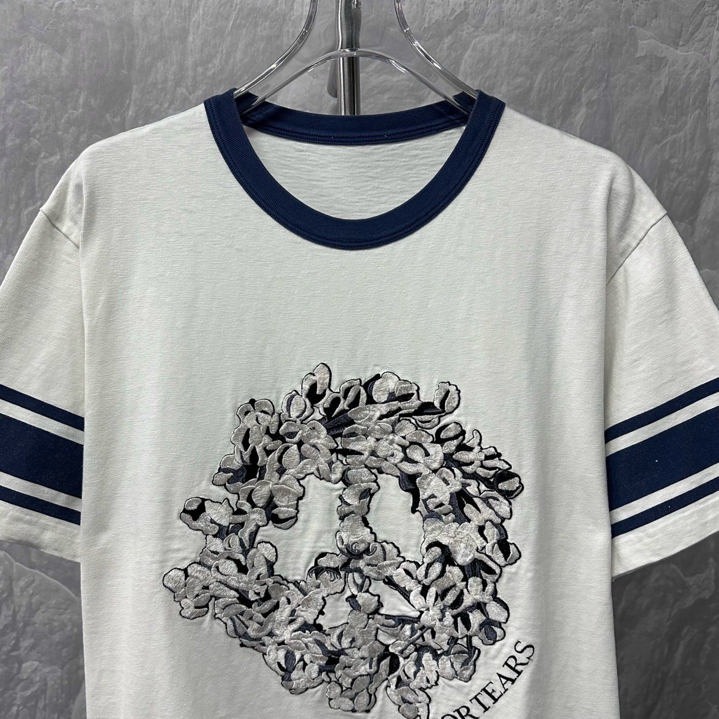 Dior Tears Embroidered Floral Stripe T-Shirt — front