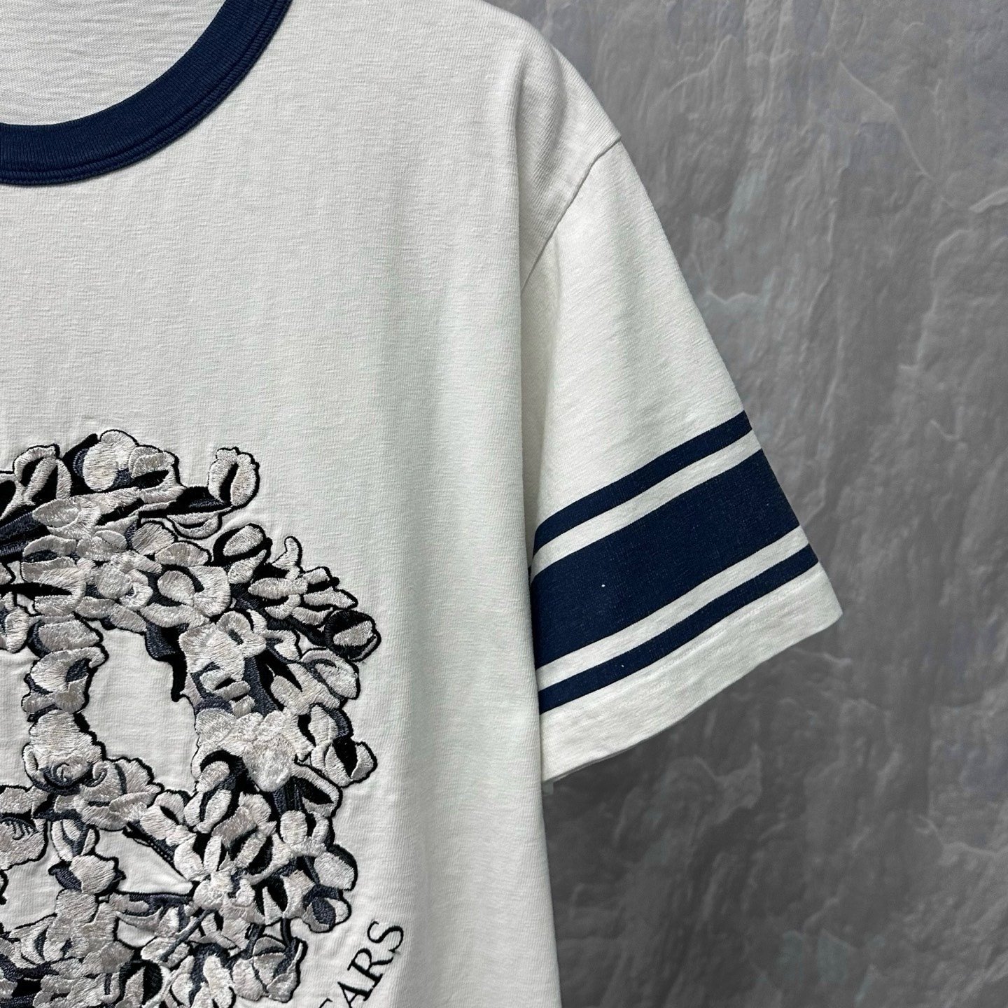 Dior Tears Embroidered Floral Stripe T-Shirt — detail