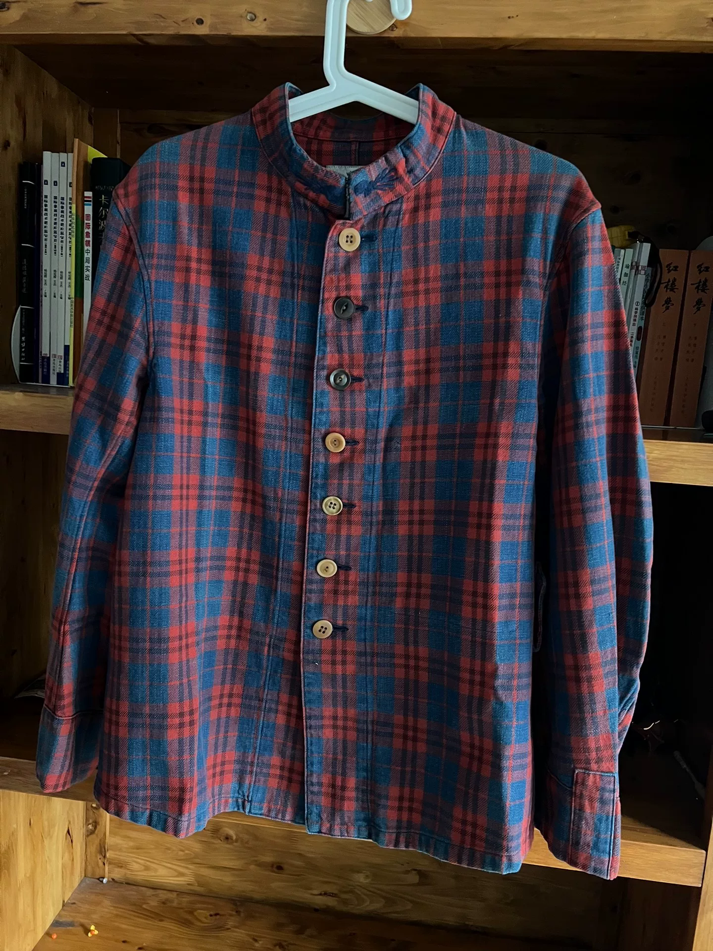visvim 14AW Stand-Collar Checkered Jacket — detail