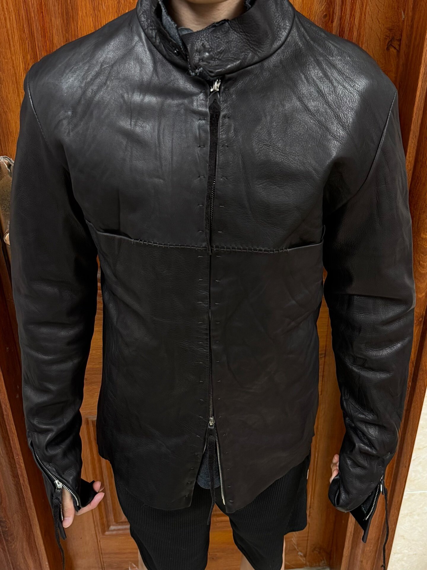 M.A+ by Maurizio Amadei Silver Cross Leather Jacket