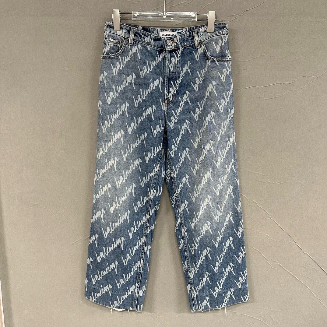 Balenciaga All-Over Print Washed Jeans