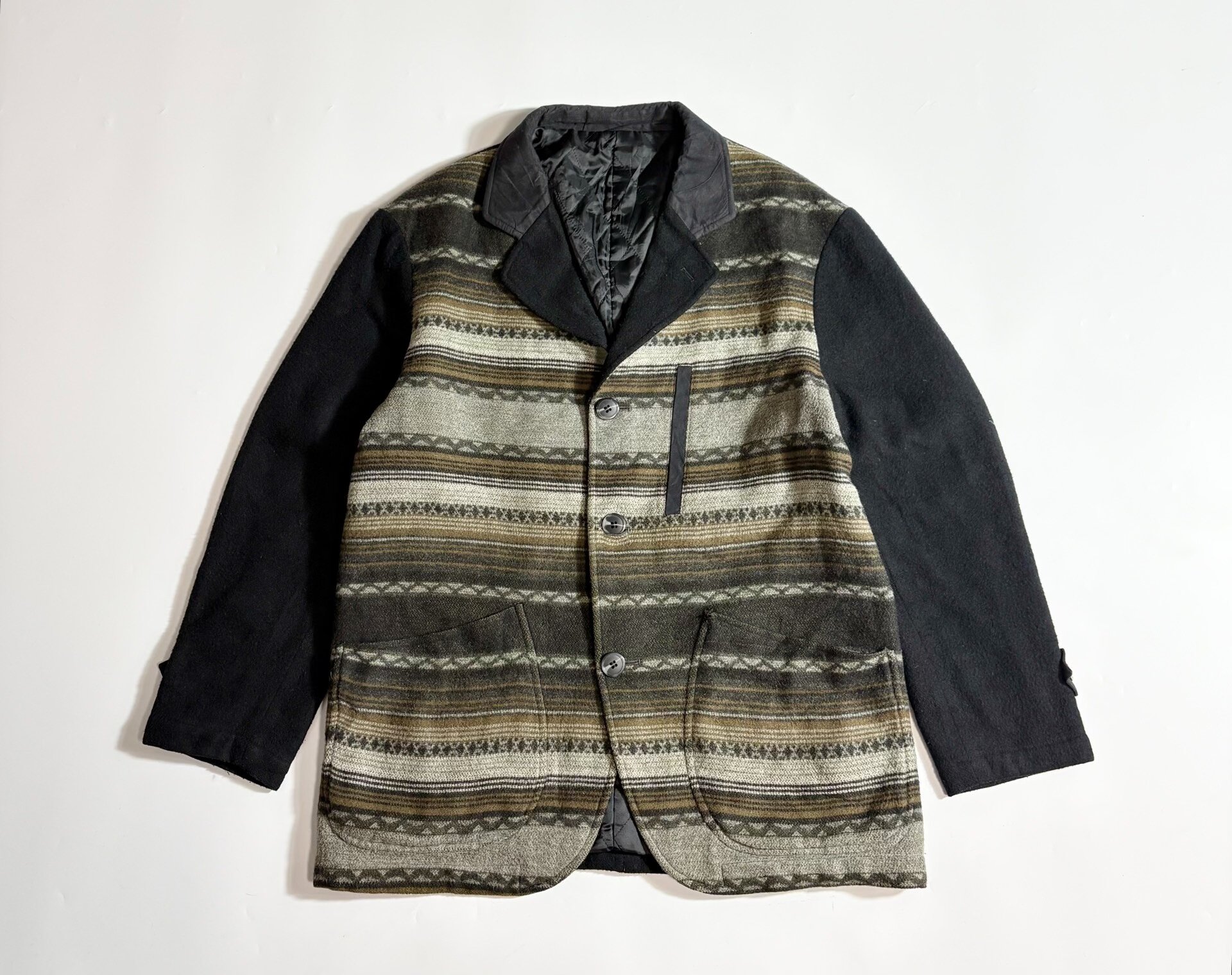 ADAM EVE Patchwork Wool Blend Jacket