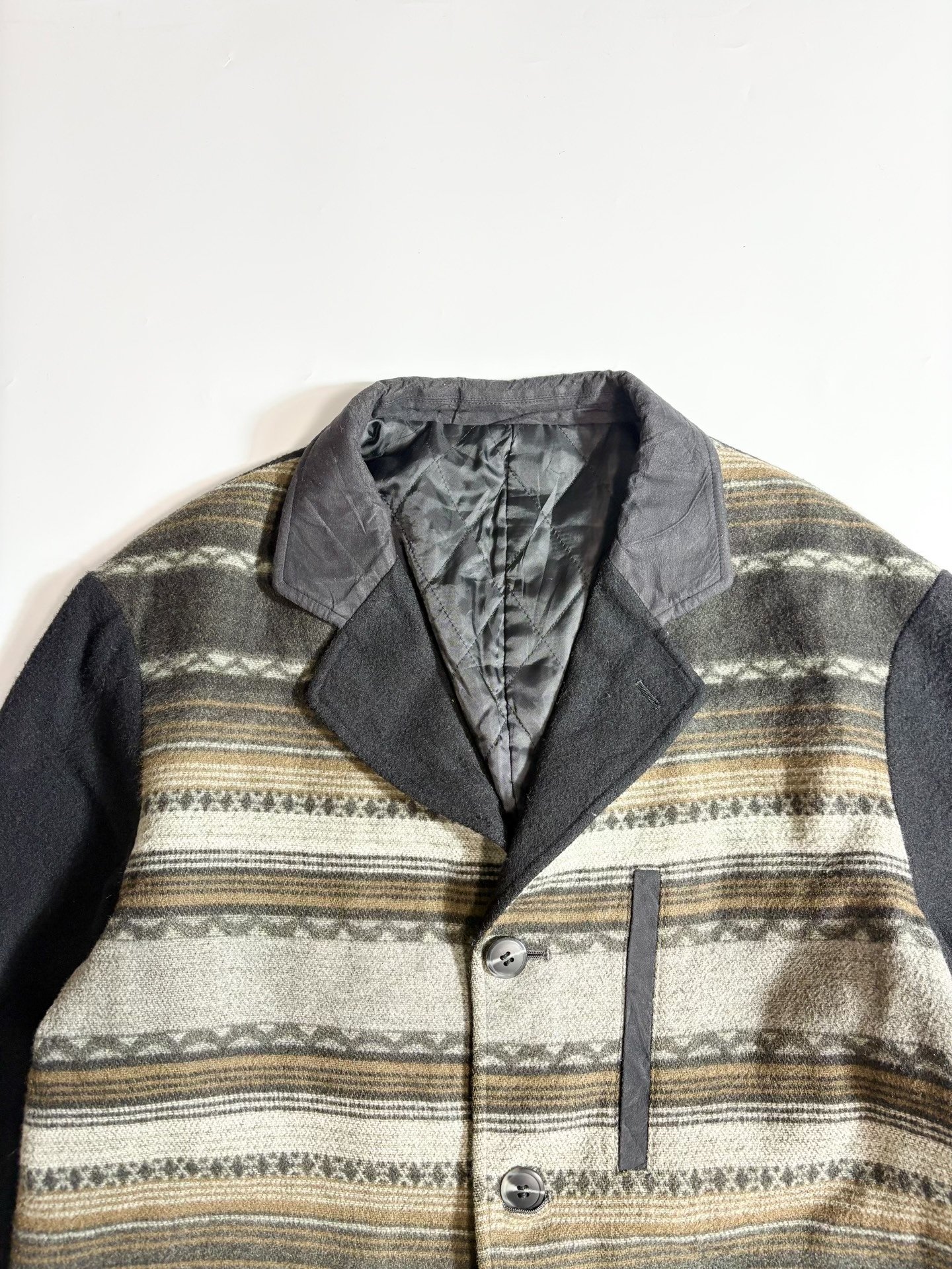 ADAM EVE Patchwork Wool Blend Jacket — back