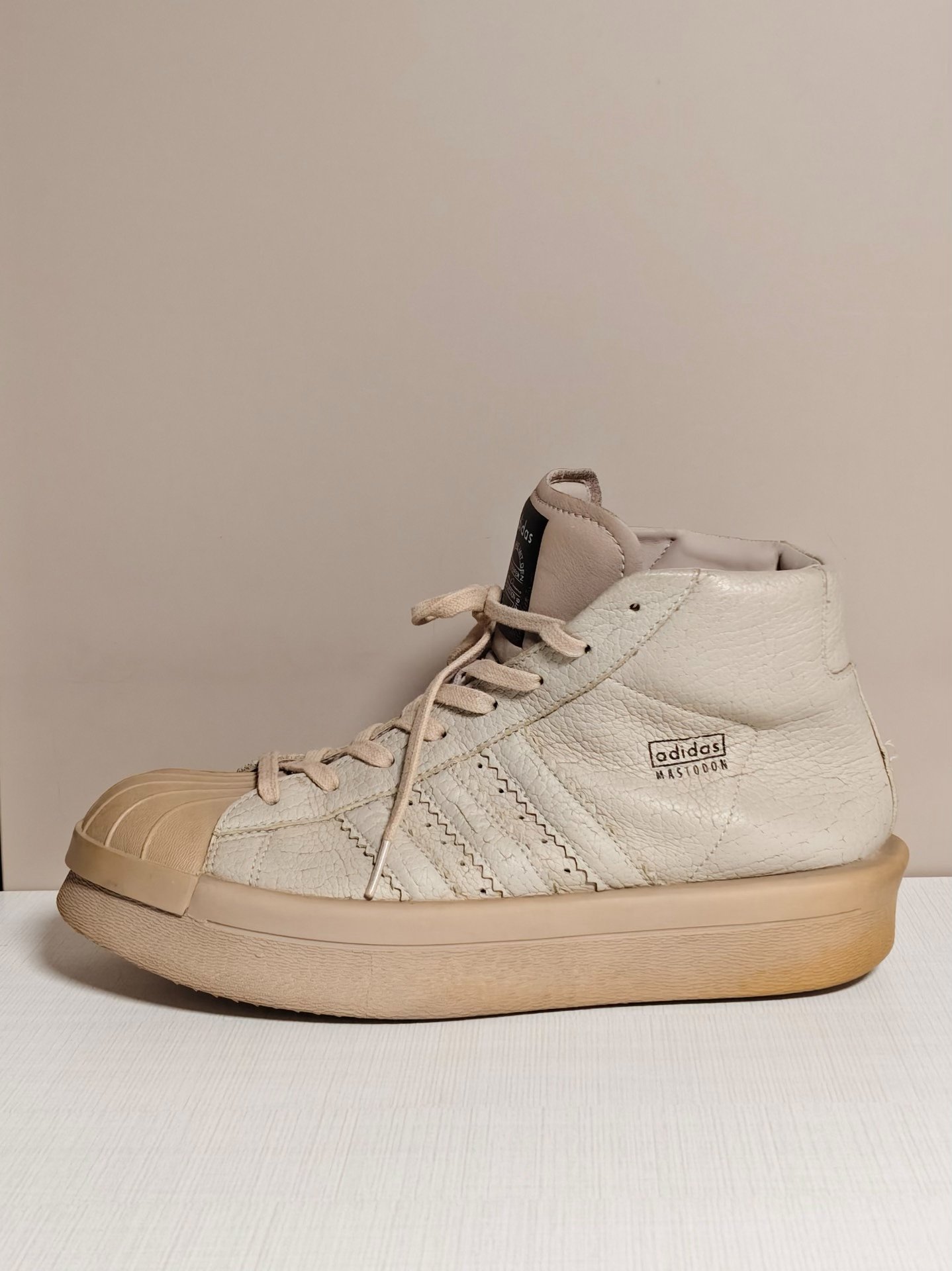 Rick Owens adidas shell-toe thick sole — label