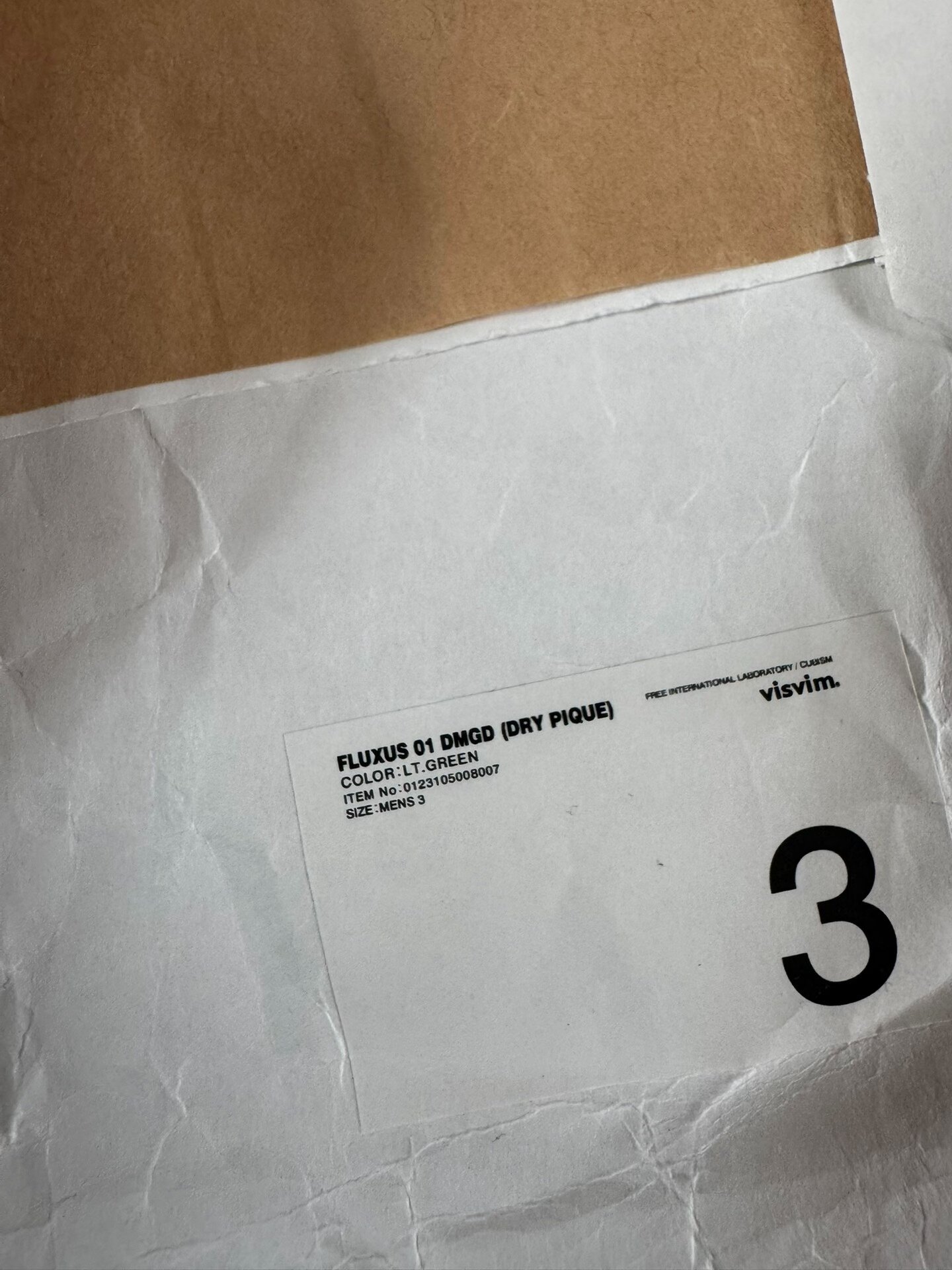 VISVIM 23SS FLUXUS 01 DMGD — label