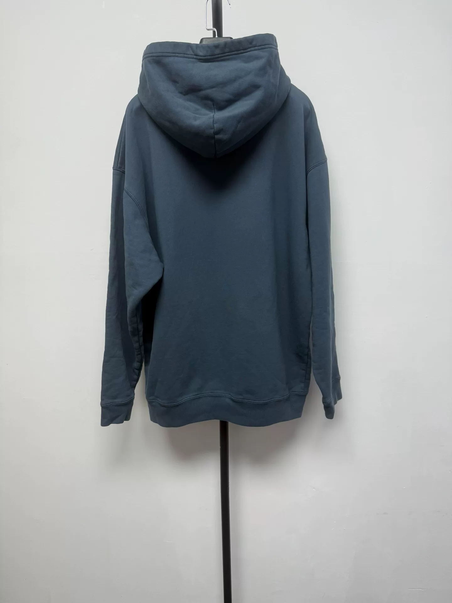 Balenciaga Blue Solid Embroidered Logo Hoodie — front