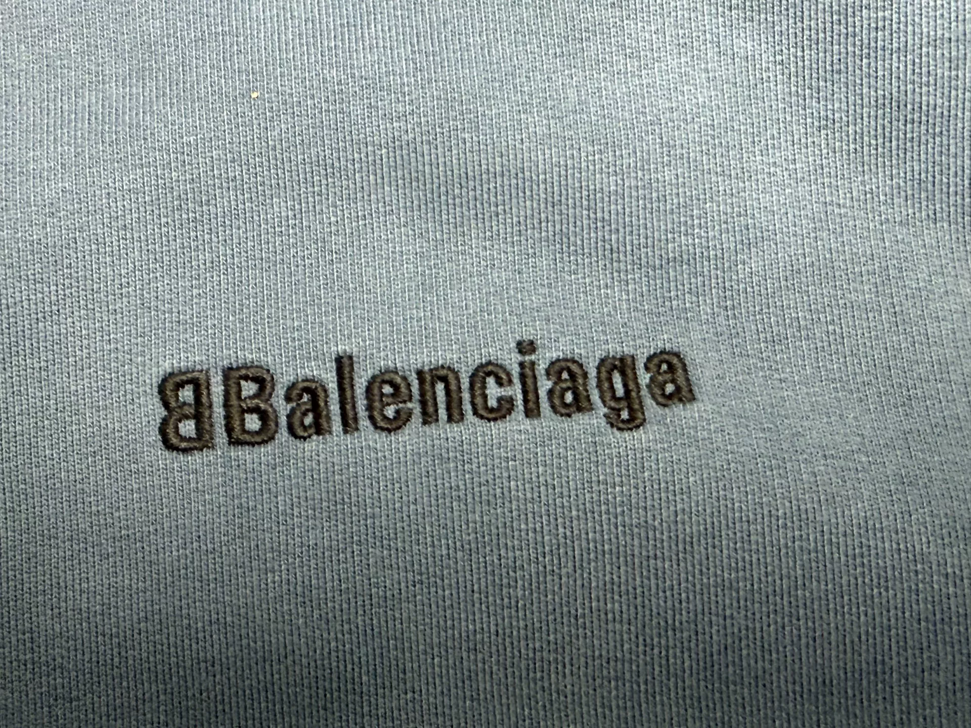 Balenciaga Blue Solid Embroidered Logo Hoodie — label