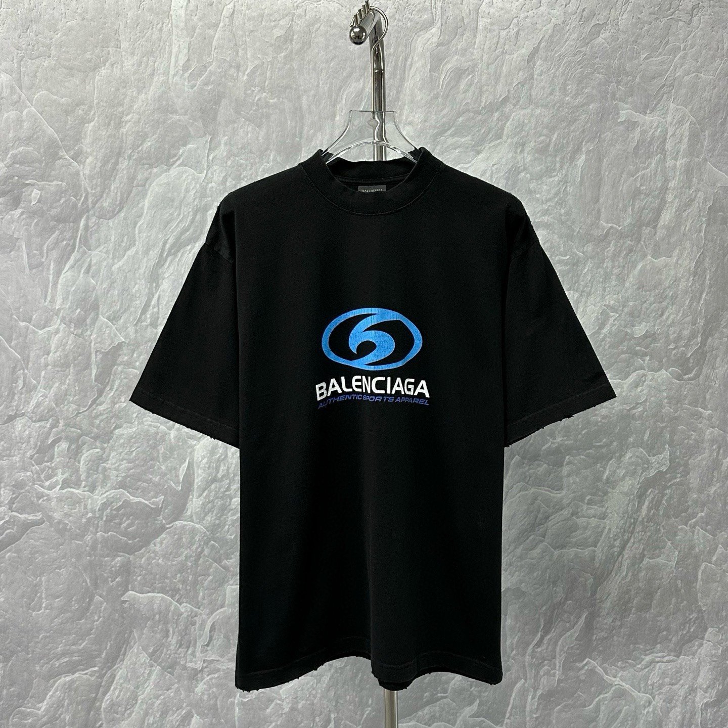Balenciaga Wave Crack Print Distressed Tee