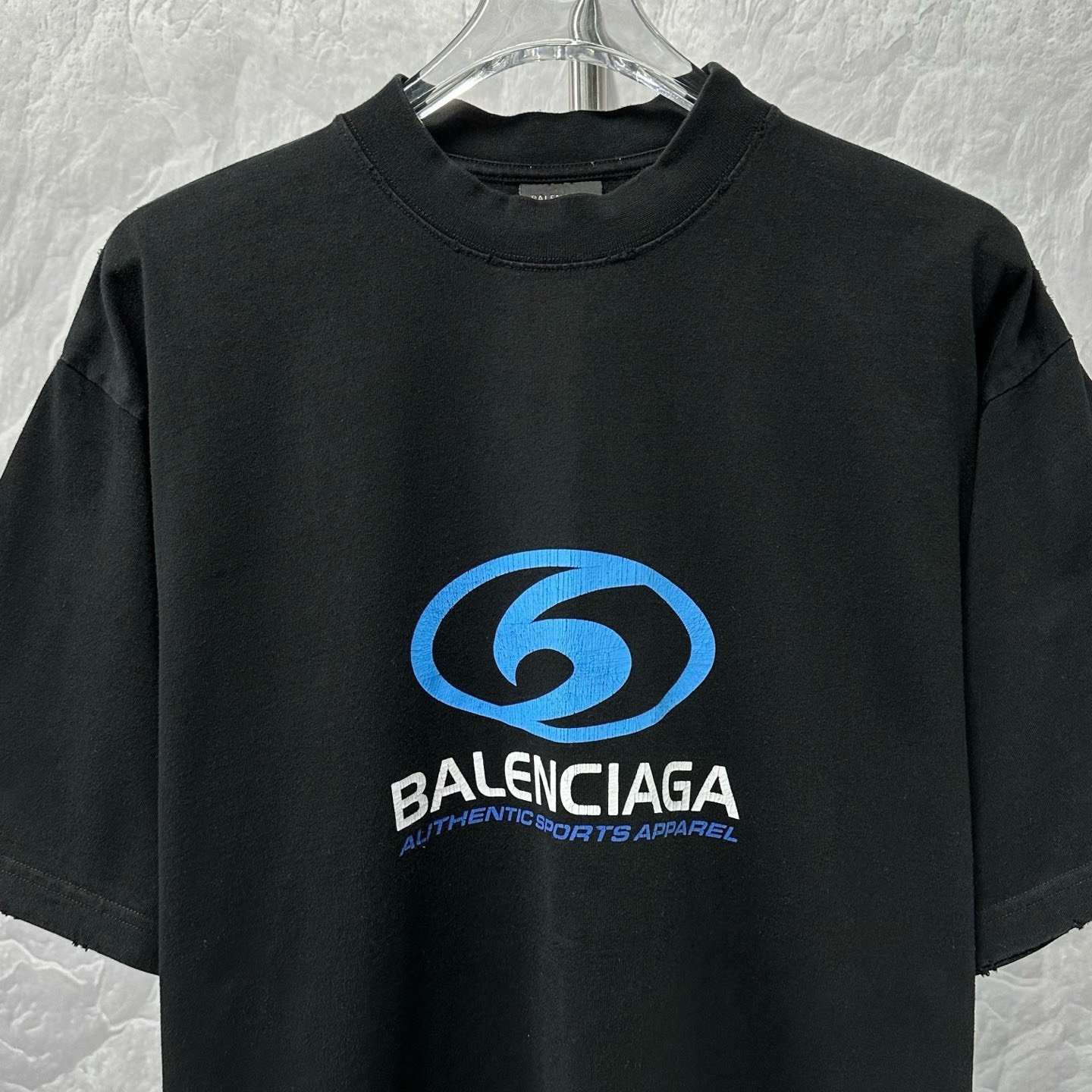 Balenciaga Wave Crack Print Distressed Tee — front