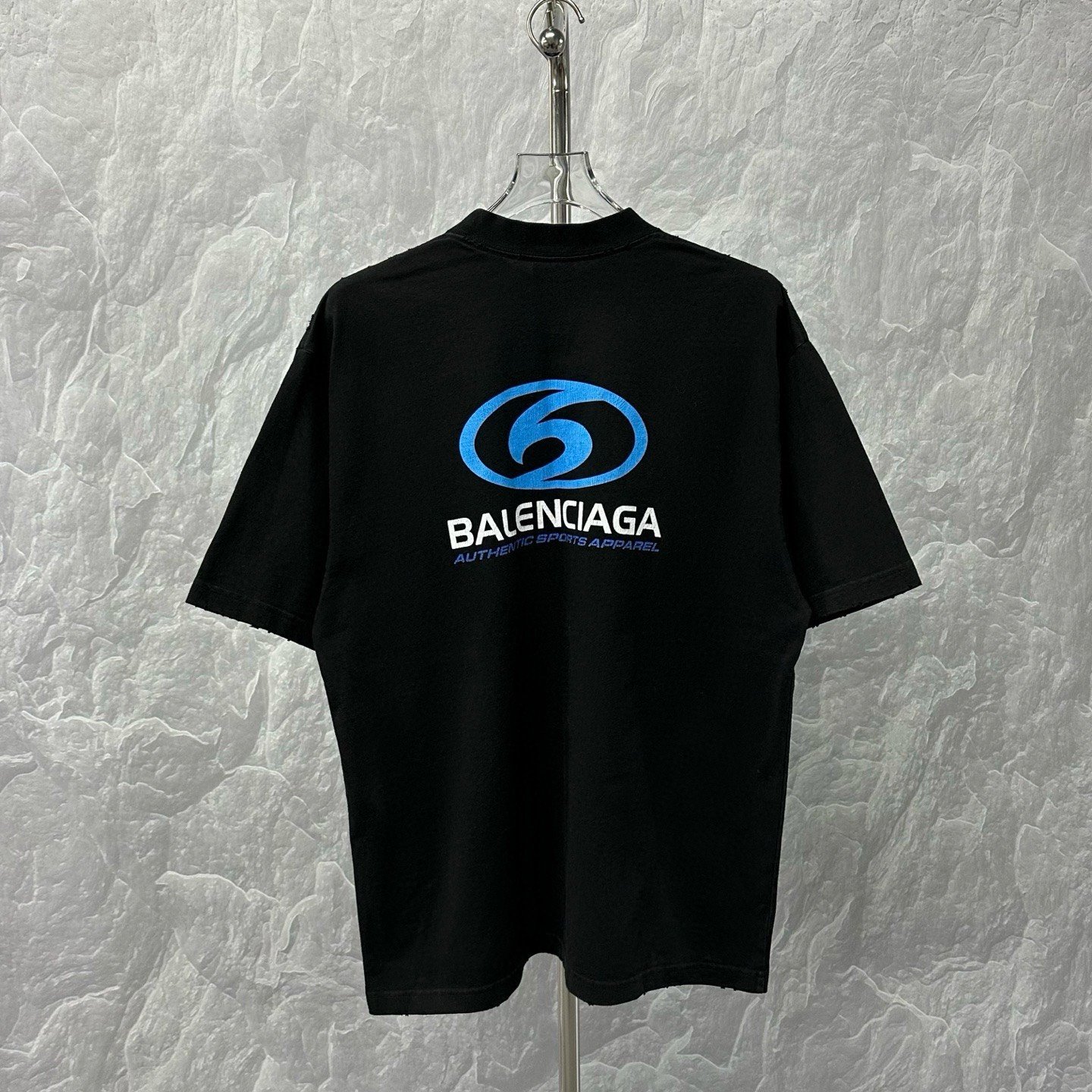 Balenciaga Wave Crack Print Distressed Tee — back