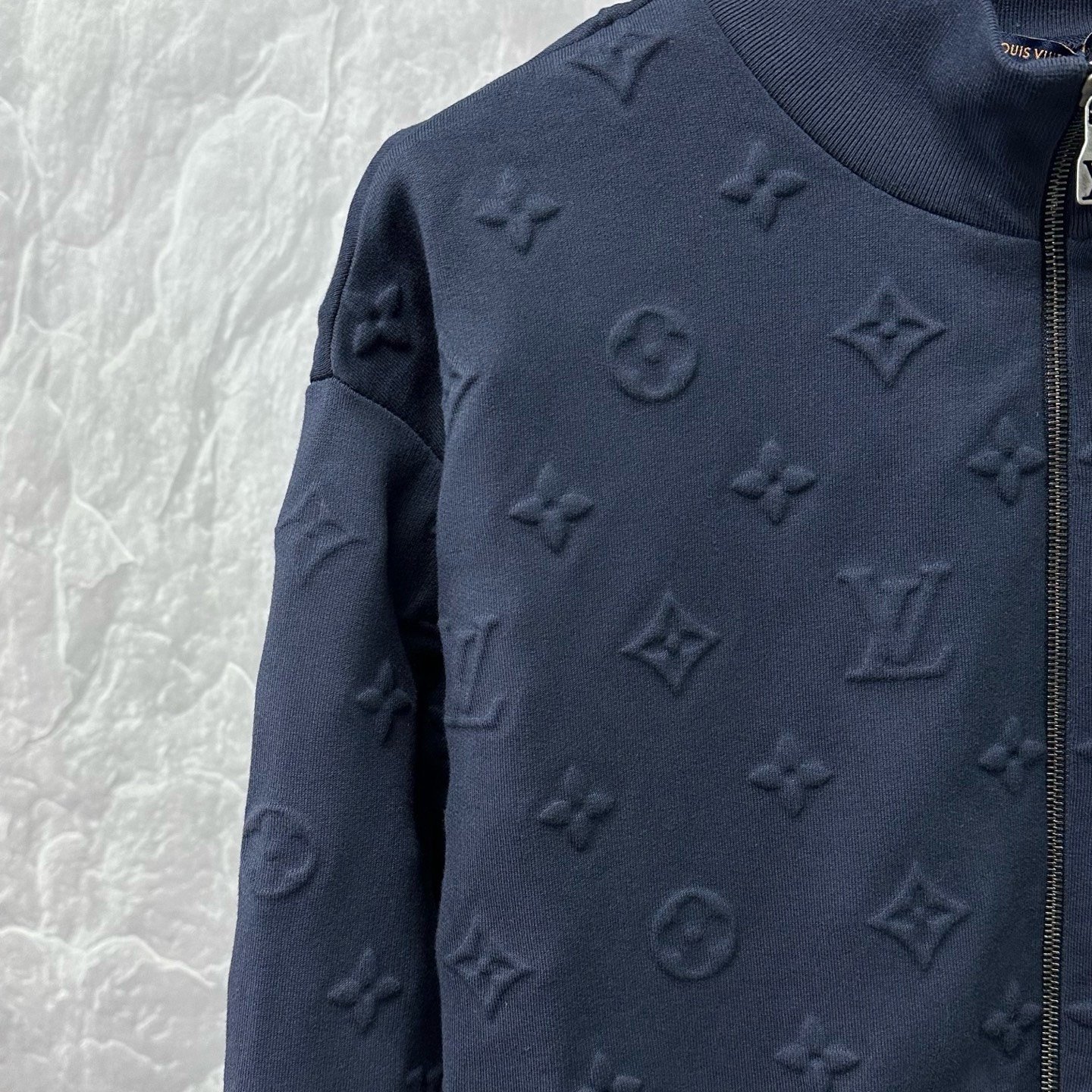 Louis Vuitton SS26 Monogram Embossed Zip Jacket XL — detail