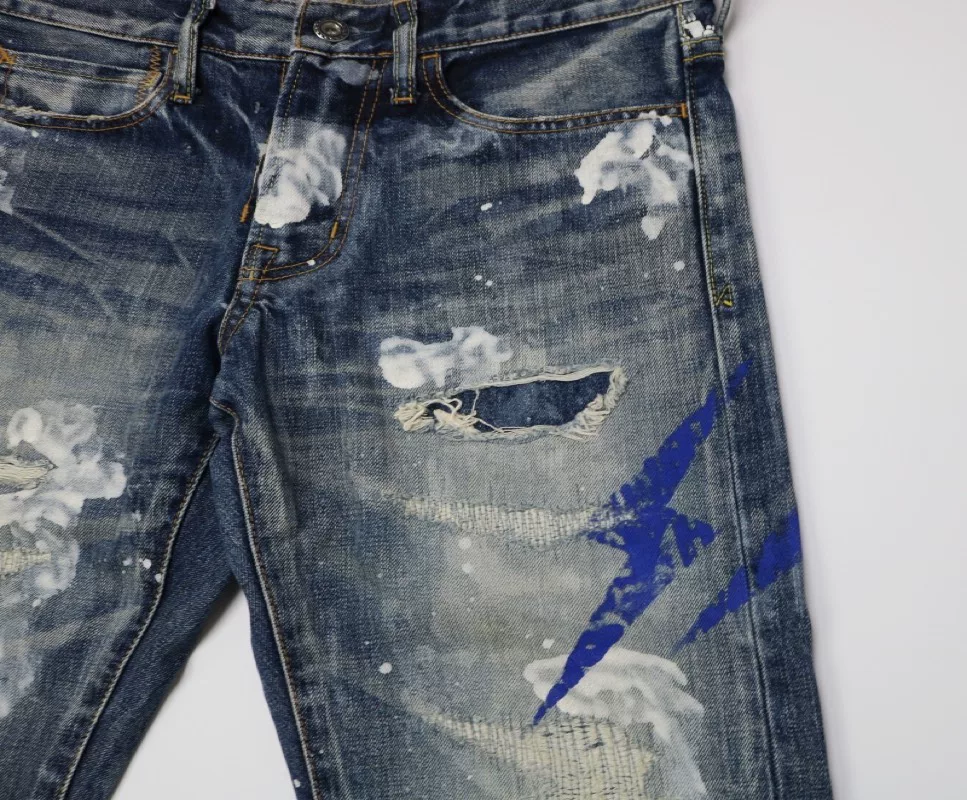 Vanquish Fragment Lightning Splatter Distressed Jeans — back