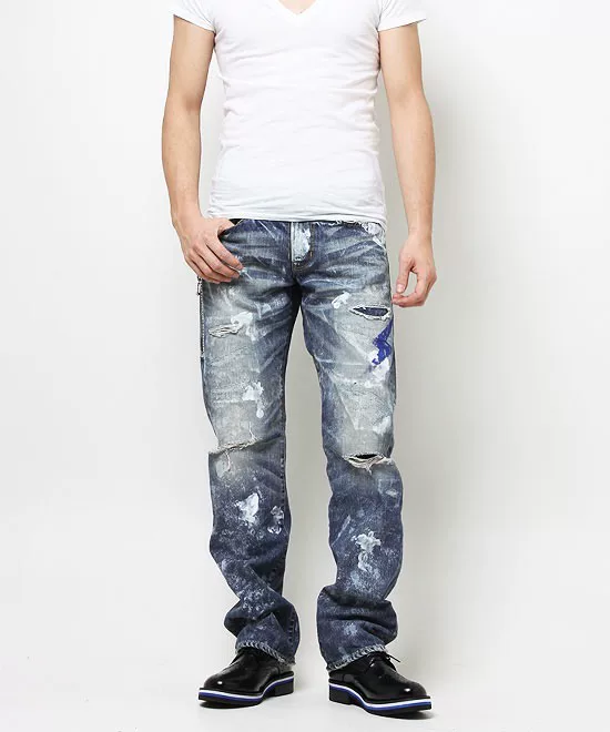Vanquish Fragment Lightning Splatter Distressed Jeans