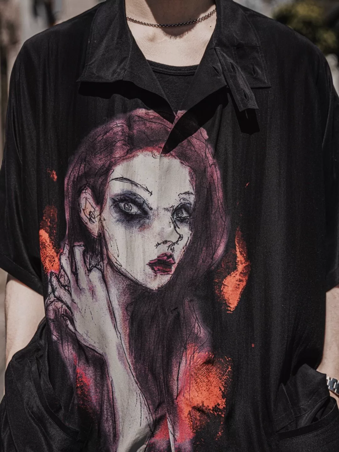 Yohji Yamamoto 22SS Painted Girl Silk Shirt — back