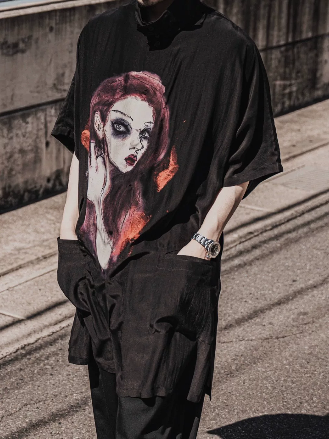 Yohji Yamamoto 22SS Painted Girl Silk Shirt — front