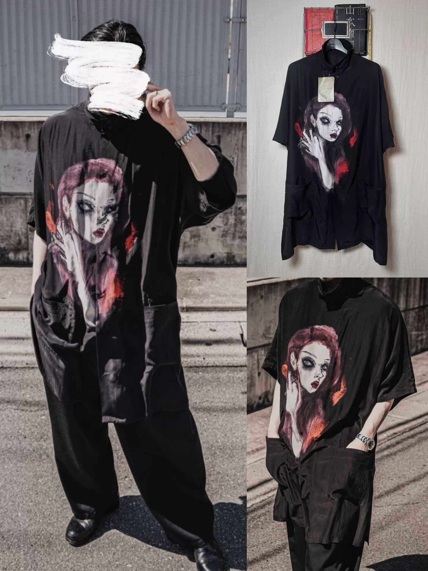 Yohji Yamamoto 22SS Painted Girl Silk Shirt