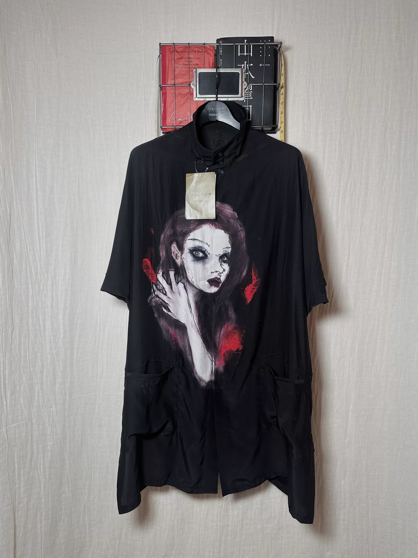 Yohji Yamamoto 22SS Painted Girl Silk Shirt — detail