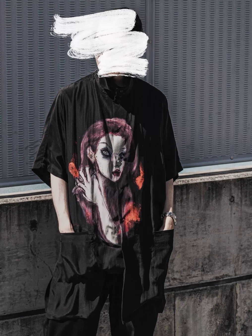 Yohji Yamamoto 22SS Painted Girl Silk Shirt — label