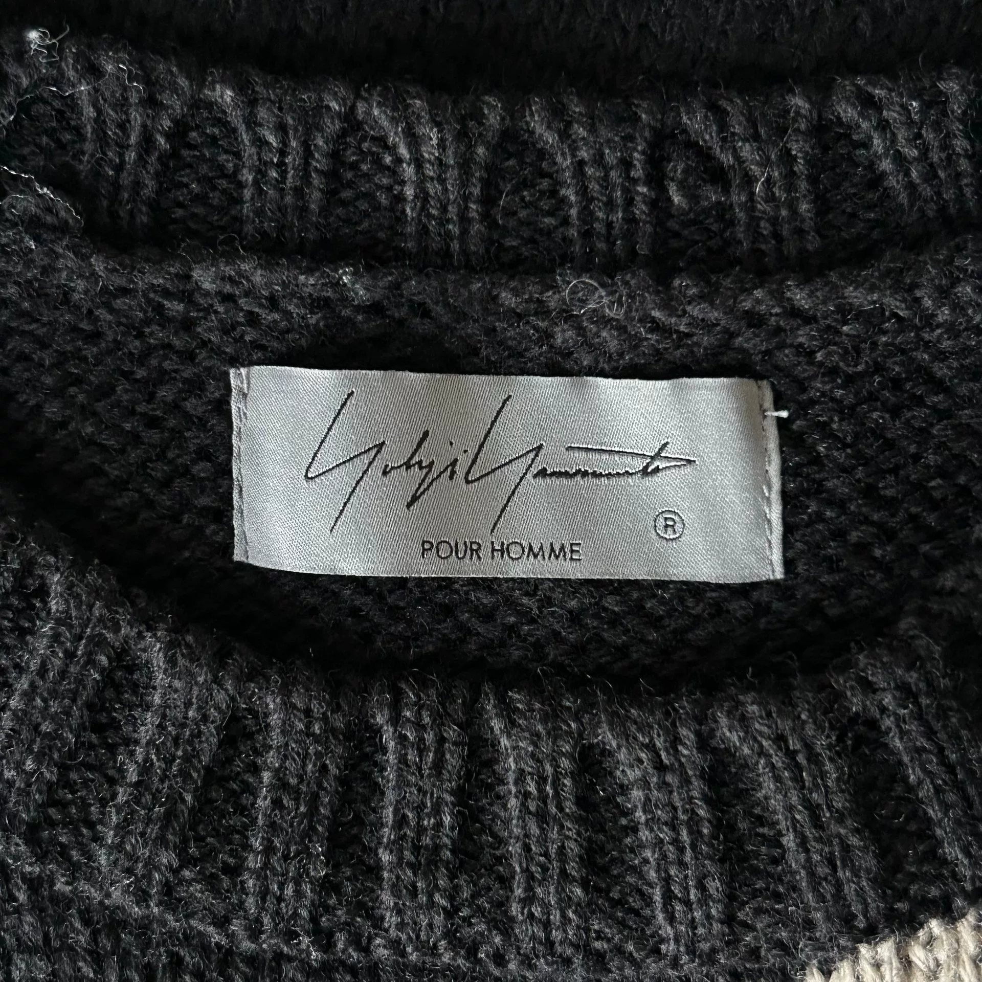 Yohji Yamamoto 22AW Reissue Skeleton Sweater — label