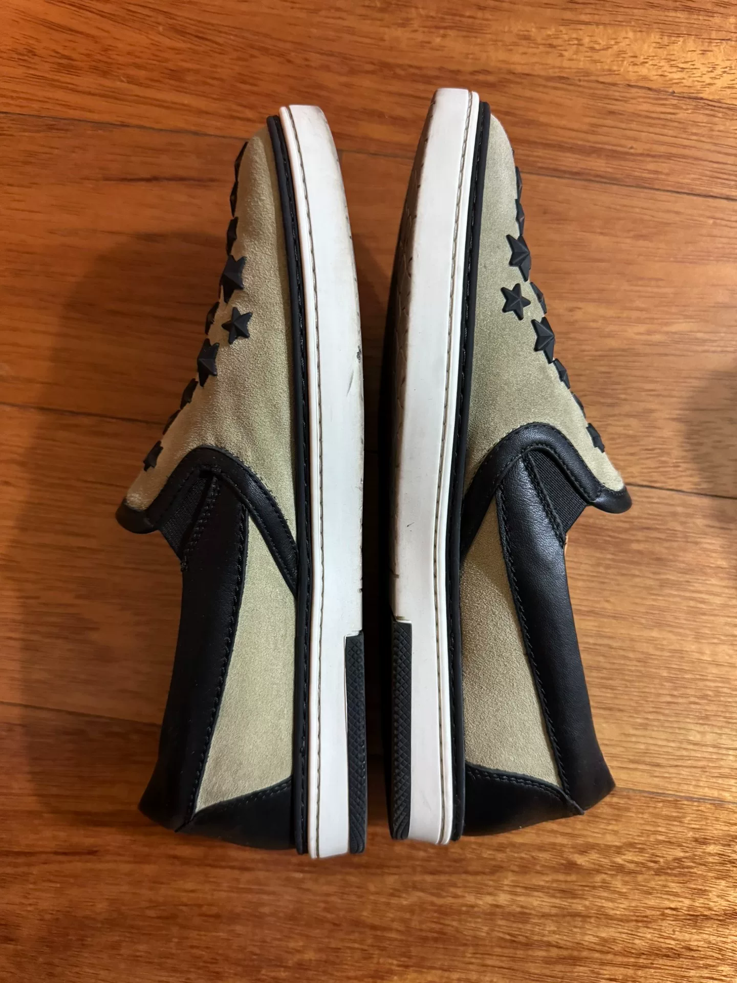 Jimmy Choo Men's Beige Suede Slip-On Shoes — front