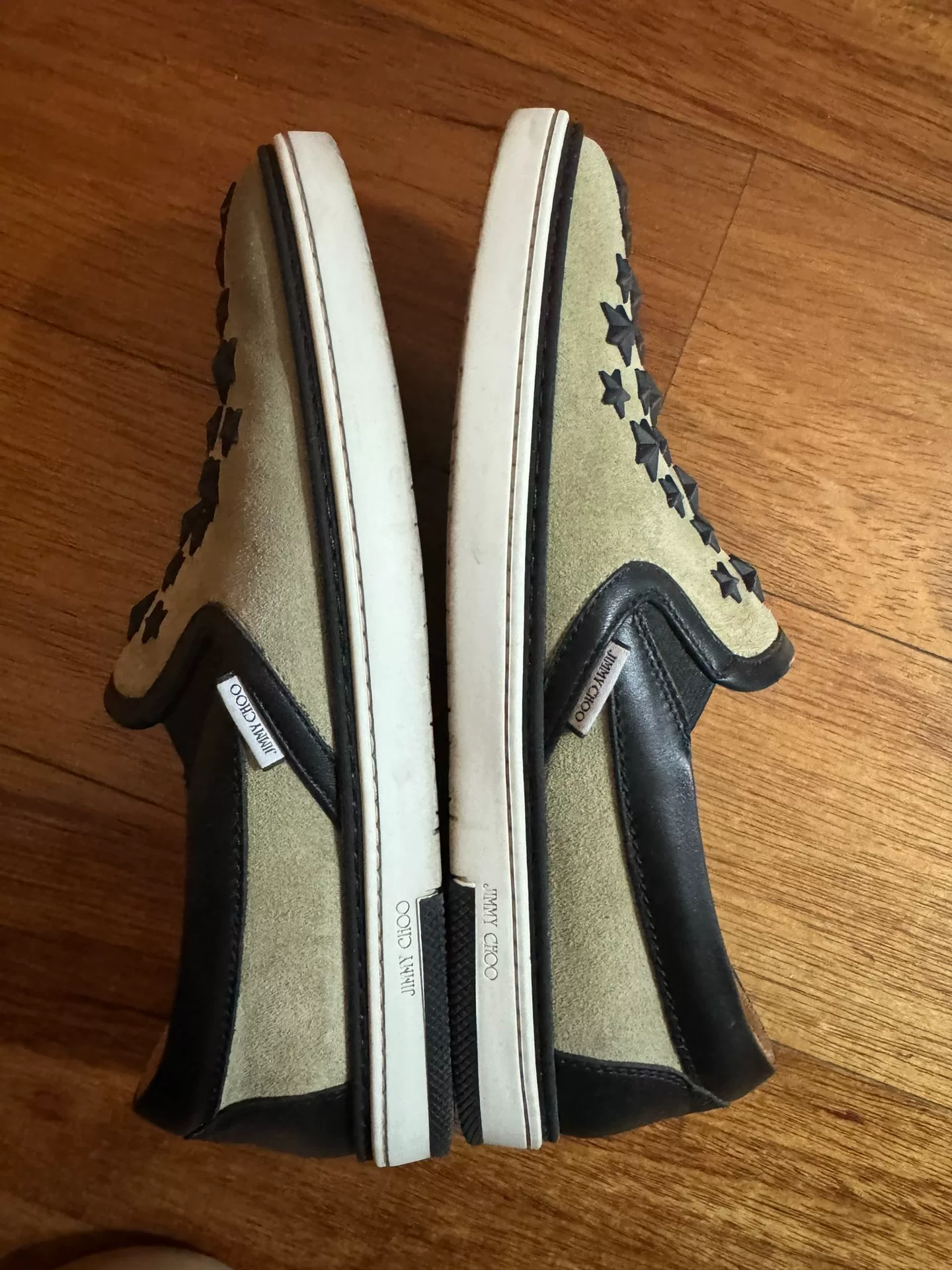 Jimmy Choo Men's Beige Suede Slip-On Shoes — detail