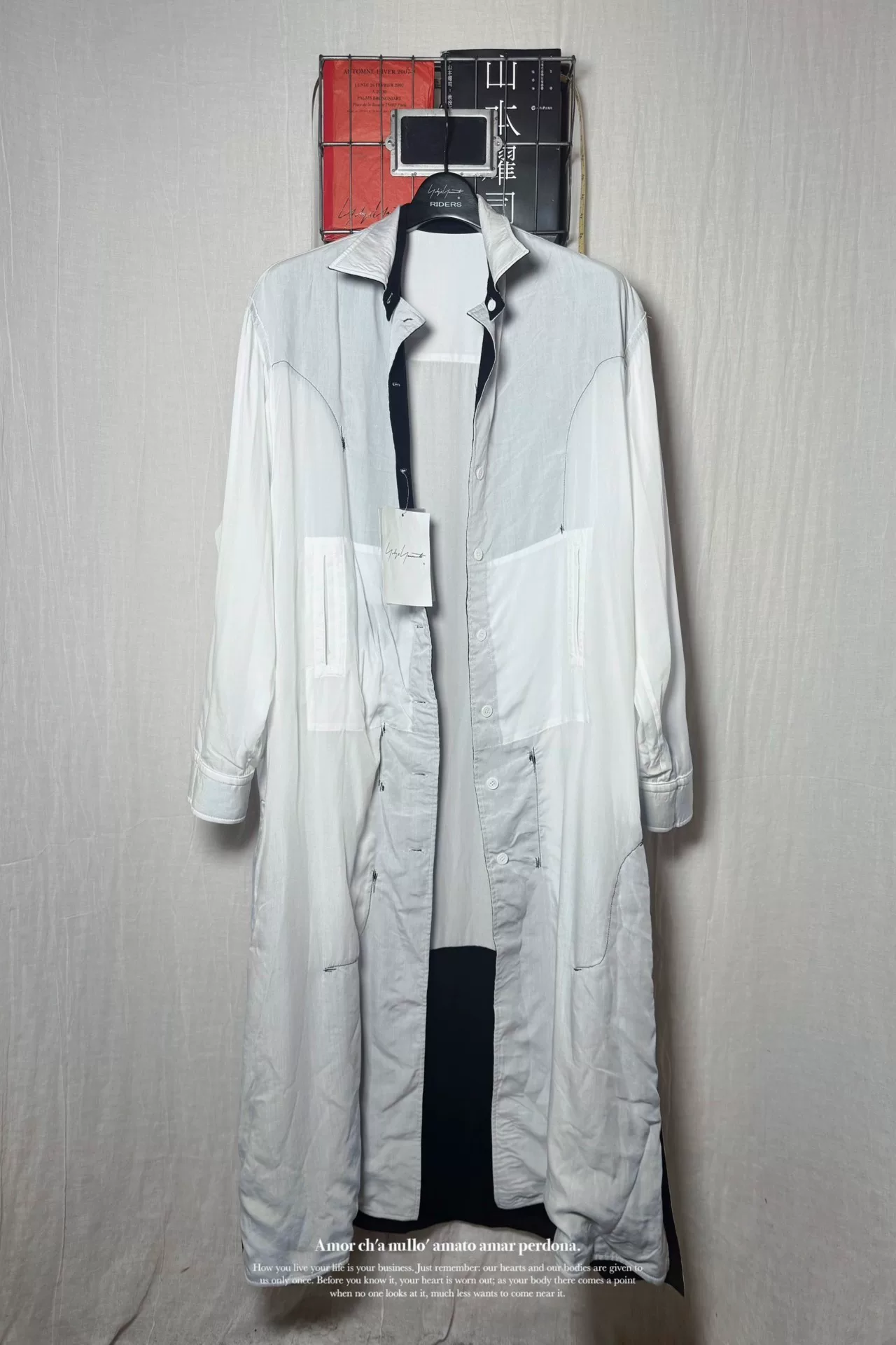Yohji Yamamoto 23AW Double-Sided Coat — label