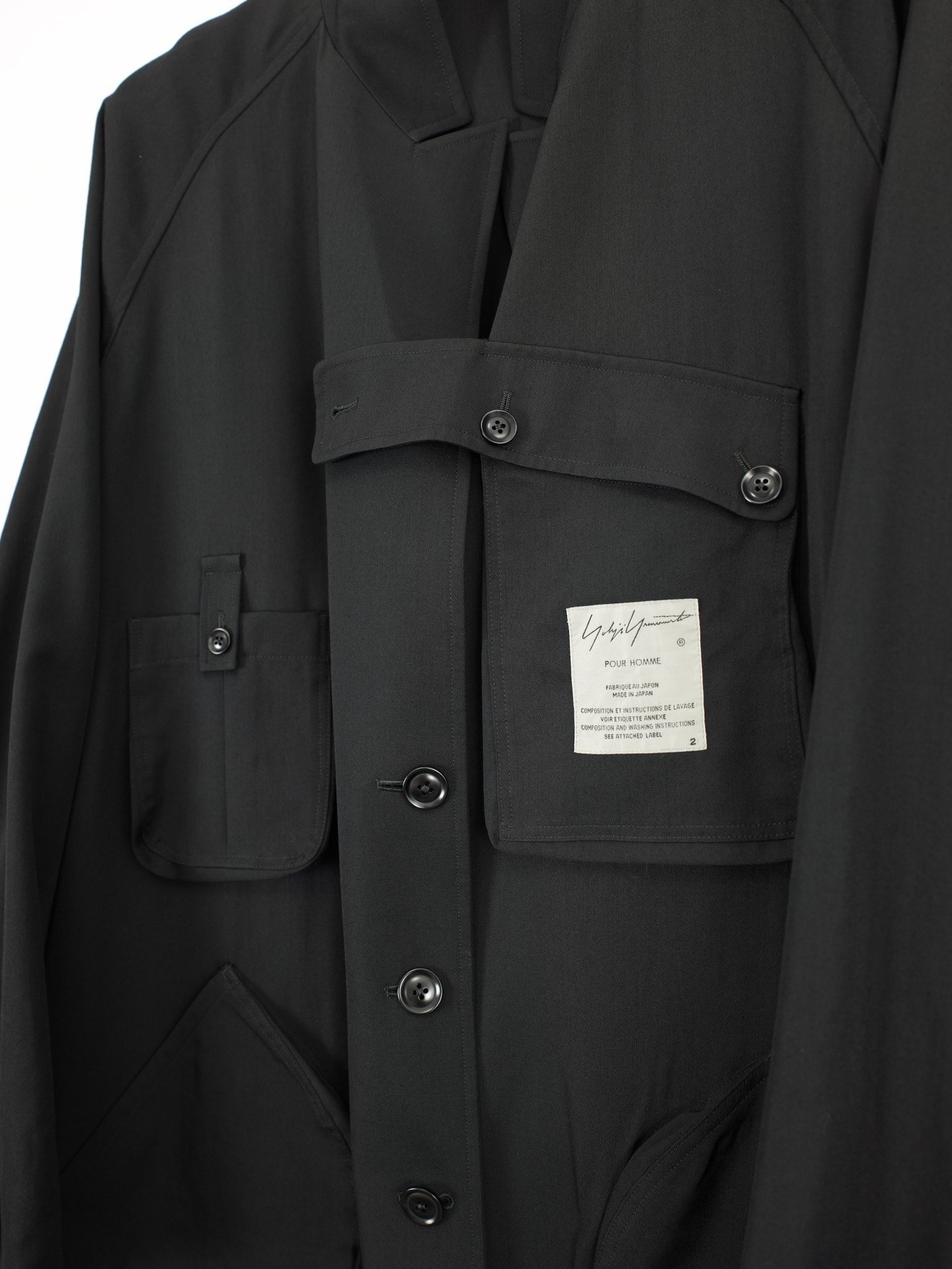 Yohji Yamamoto 17AW Multi-Pocket Reversible Long Coat — front