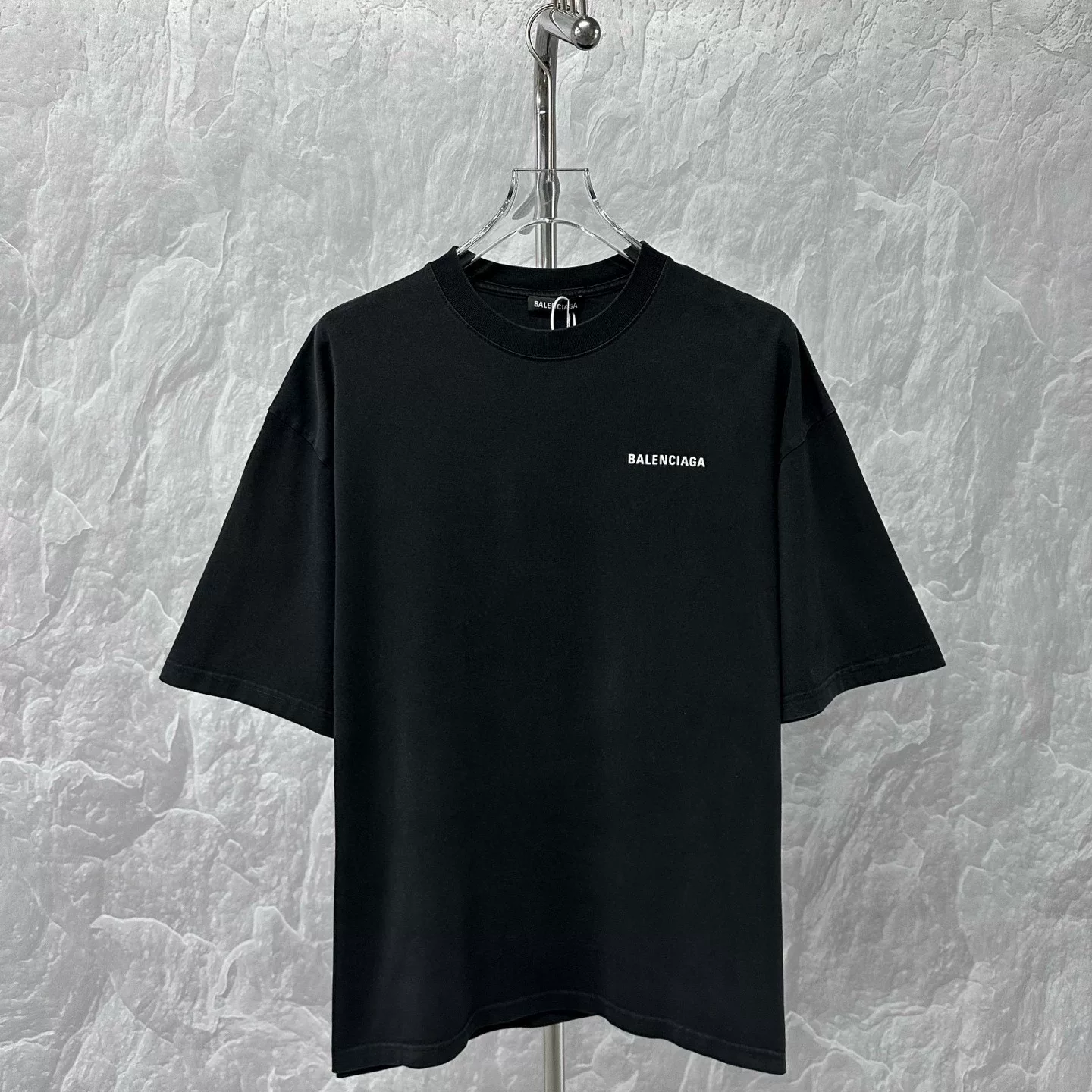 Balenciaga Letter Print Distressed Short Sleeve