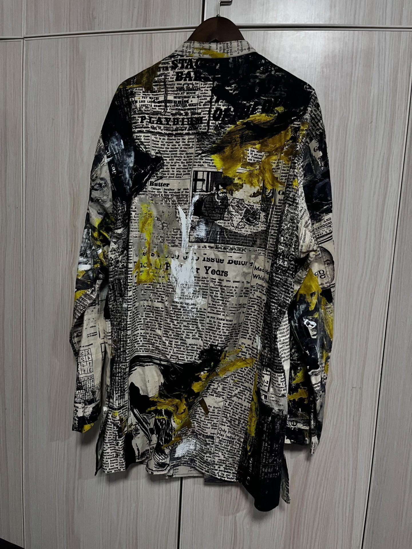 Yohji Yamamoto 22SS Newspaper Splatter Shirt — front