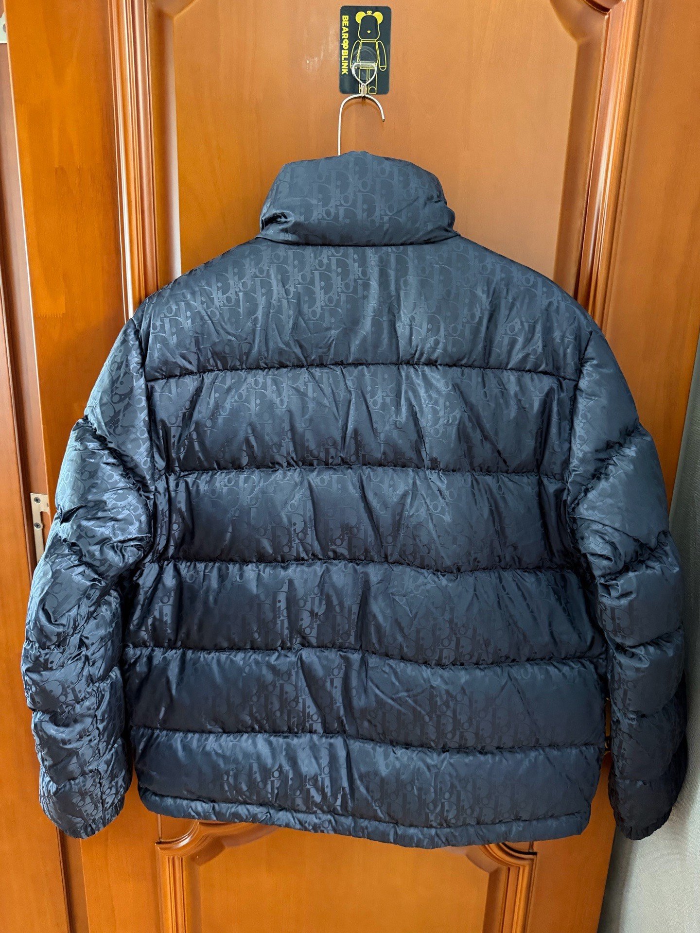 Dior Dark Blue All-Over Logo Puffer Jacket — front