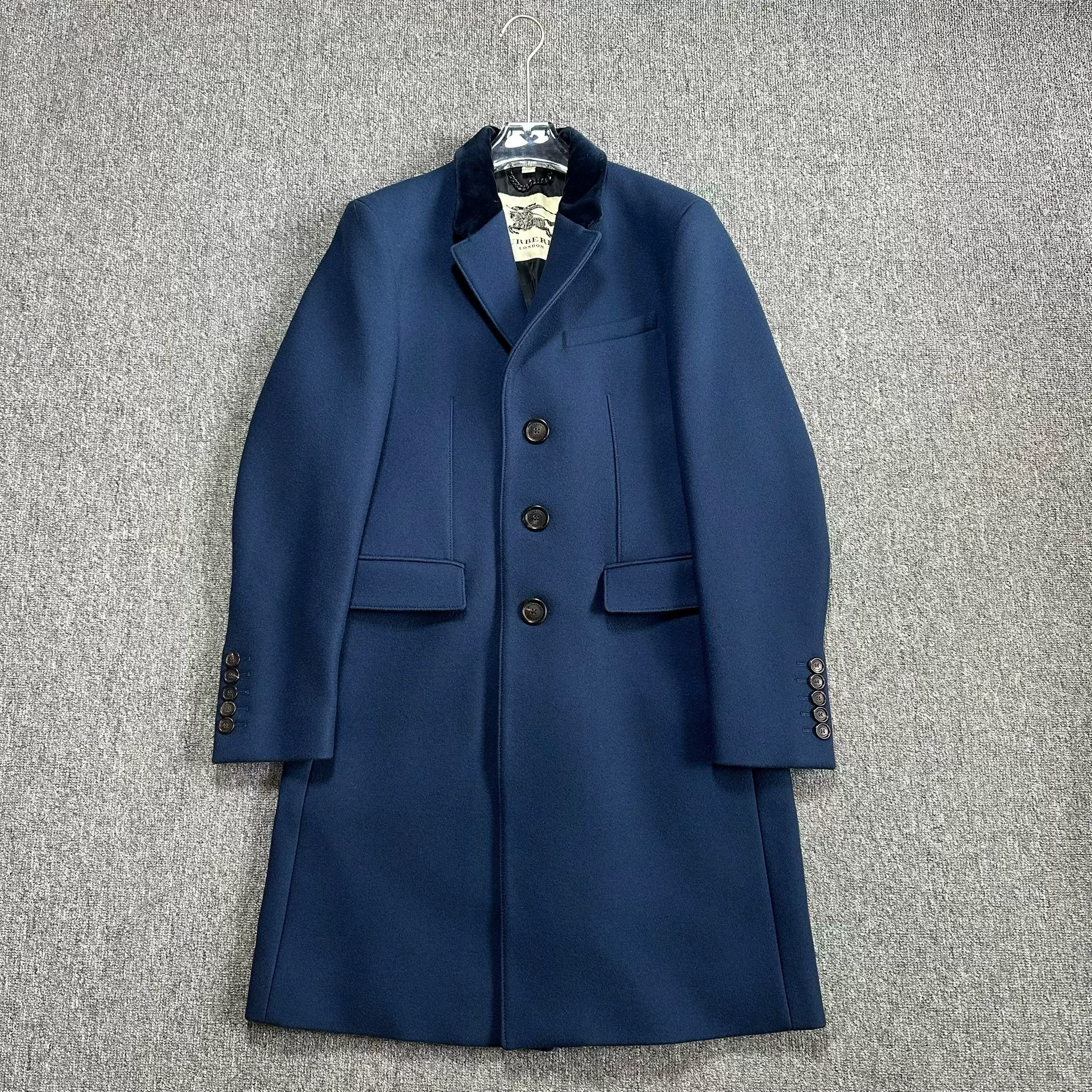 Burberry Blue Mid-Length Chester Coat
