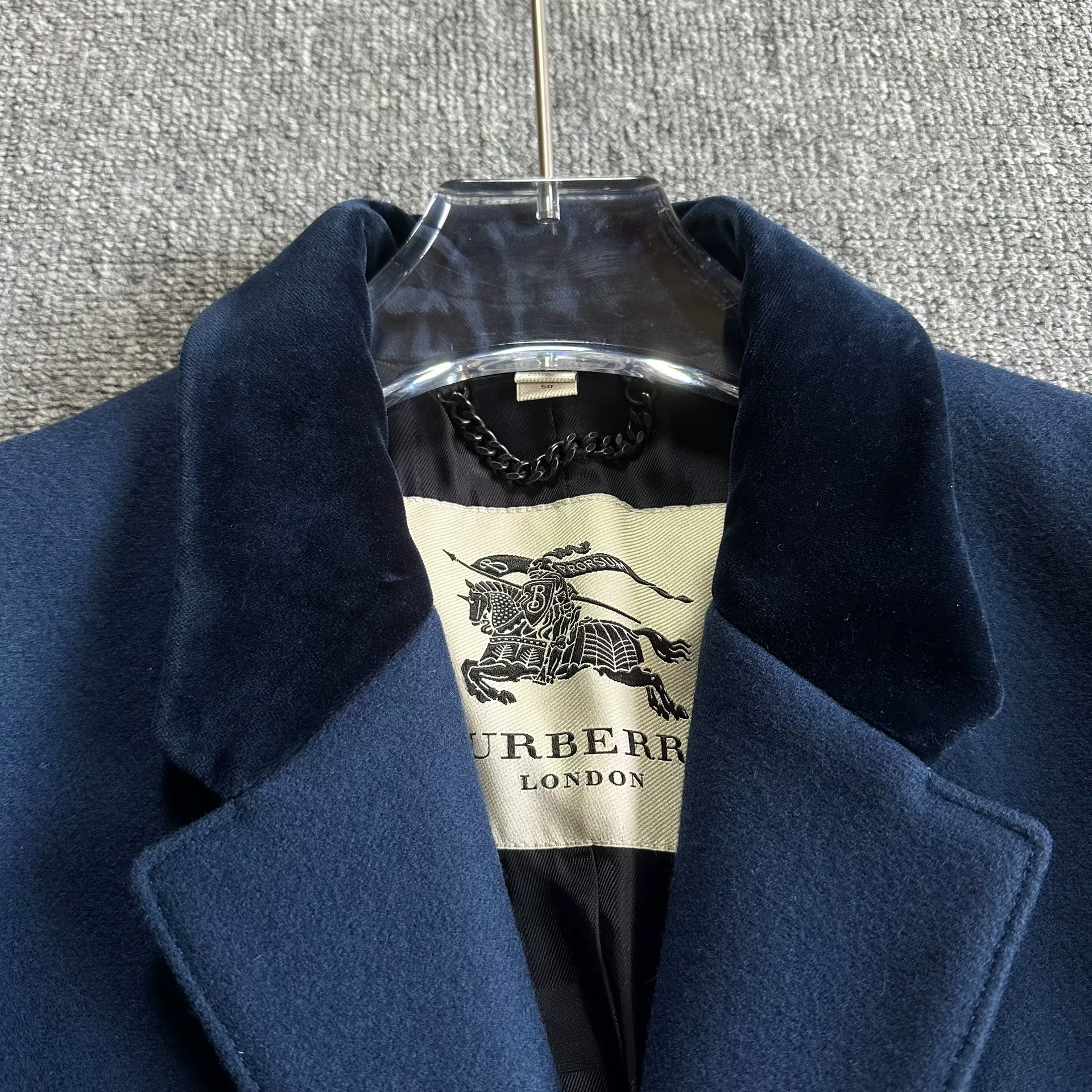 Burberry Blue Mid-Length Chester Coat — back