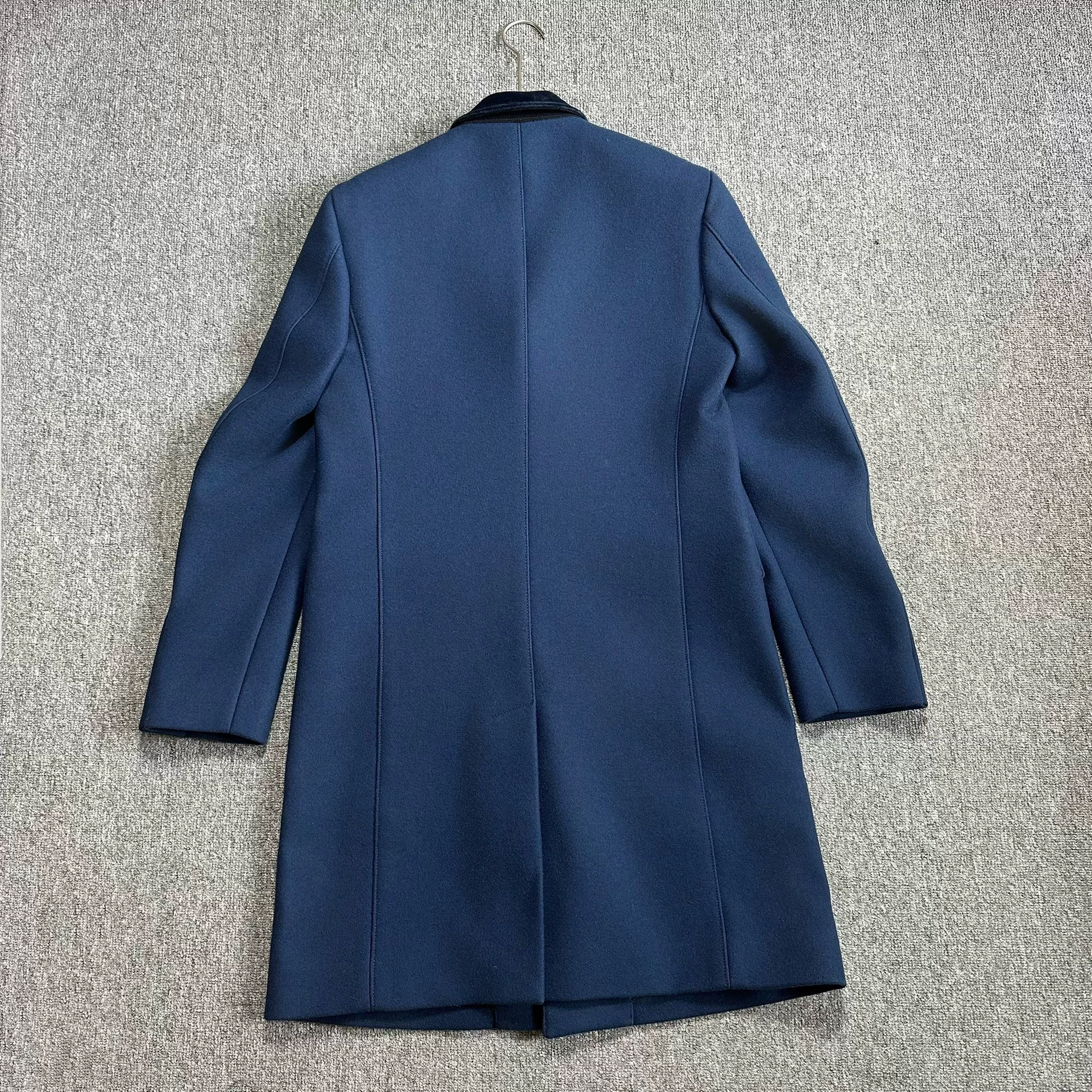 Burberry Blue Mid-Length Chester Coat — label