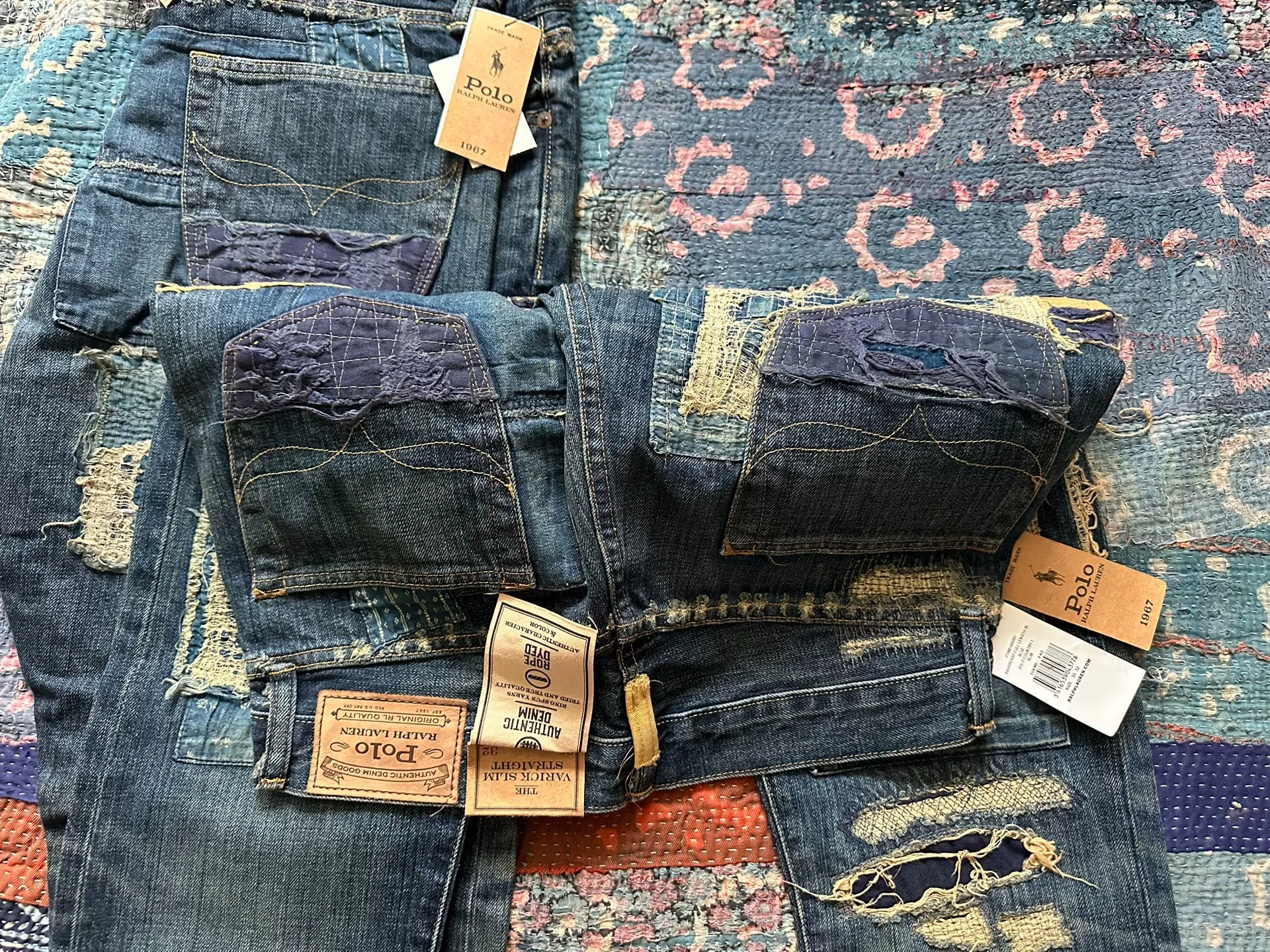 Polo Ralph Lauren Distressed Patchwork Jeans — detail