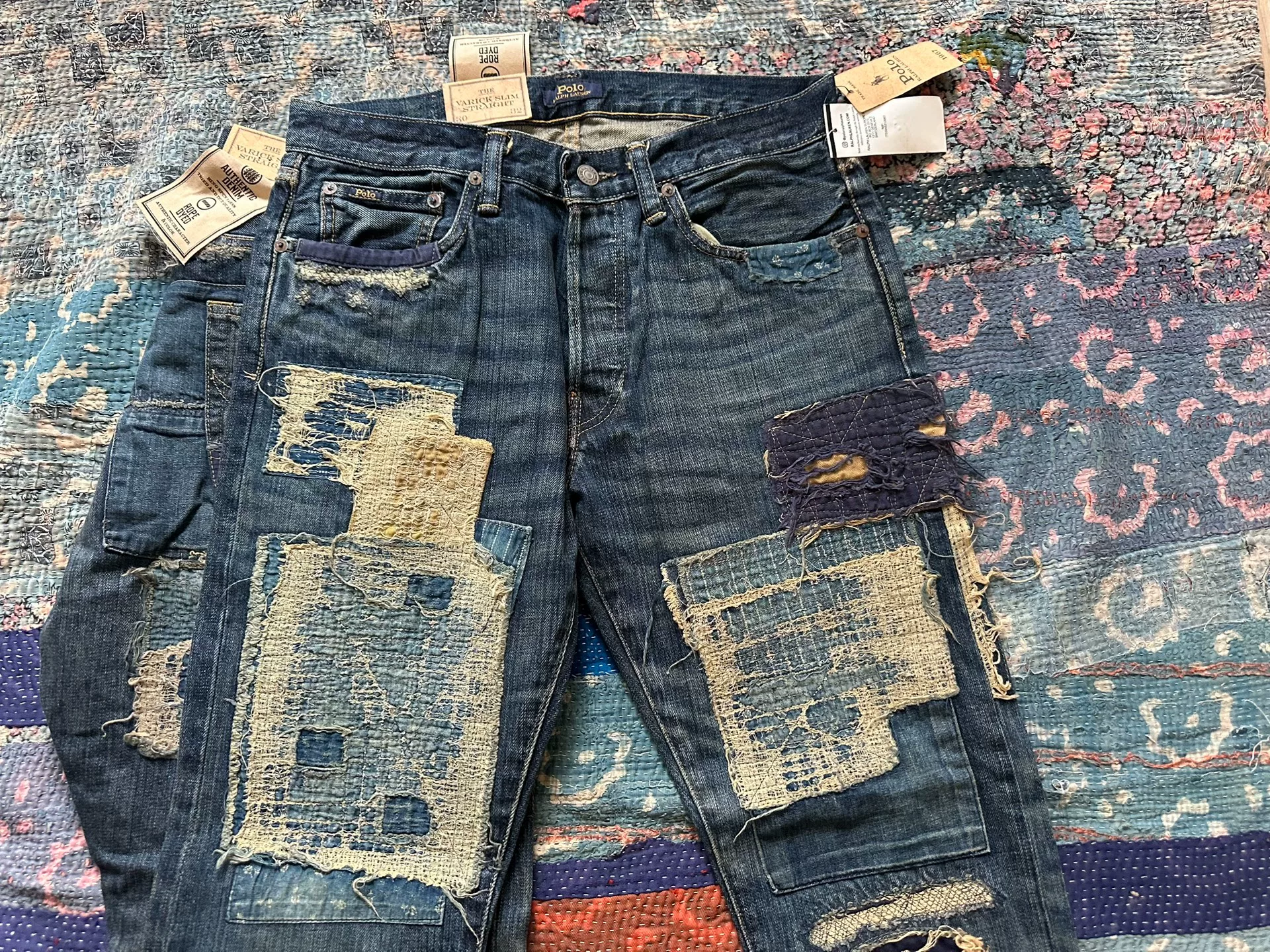 Polo Ralph Lauren Distressed Patchwork Jeans — front