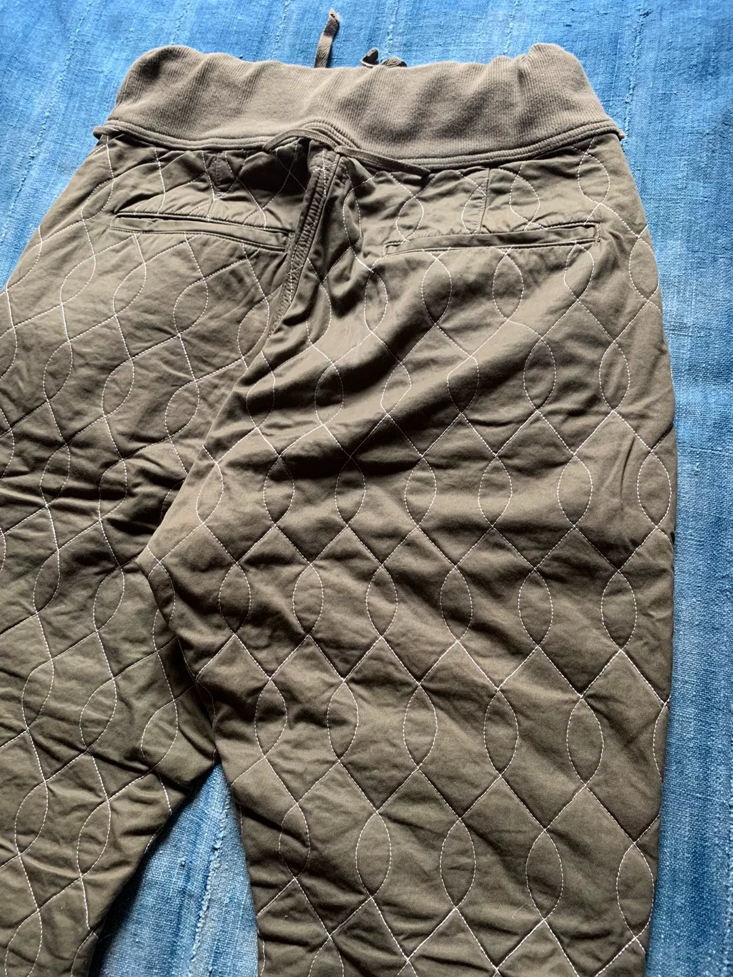 Kapital Veggie Dye Quilted Sashiko Sweatpants — label