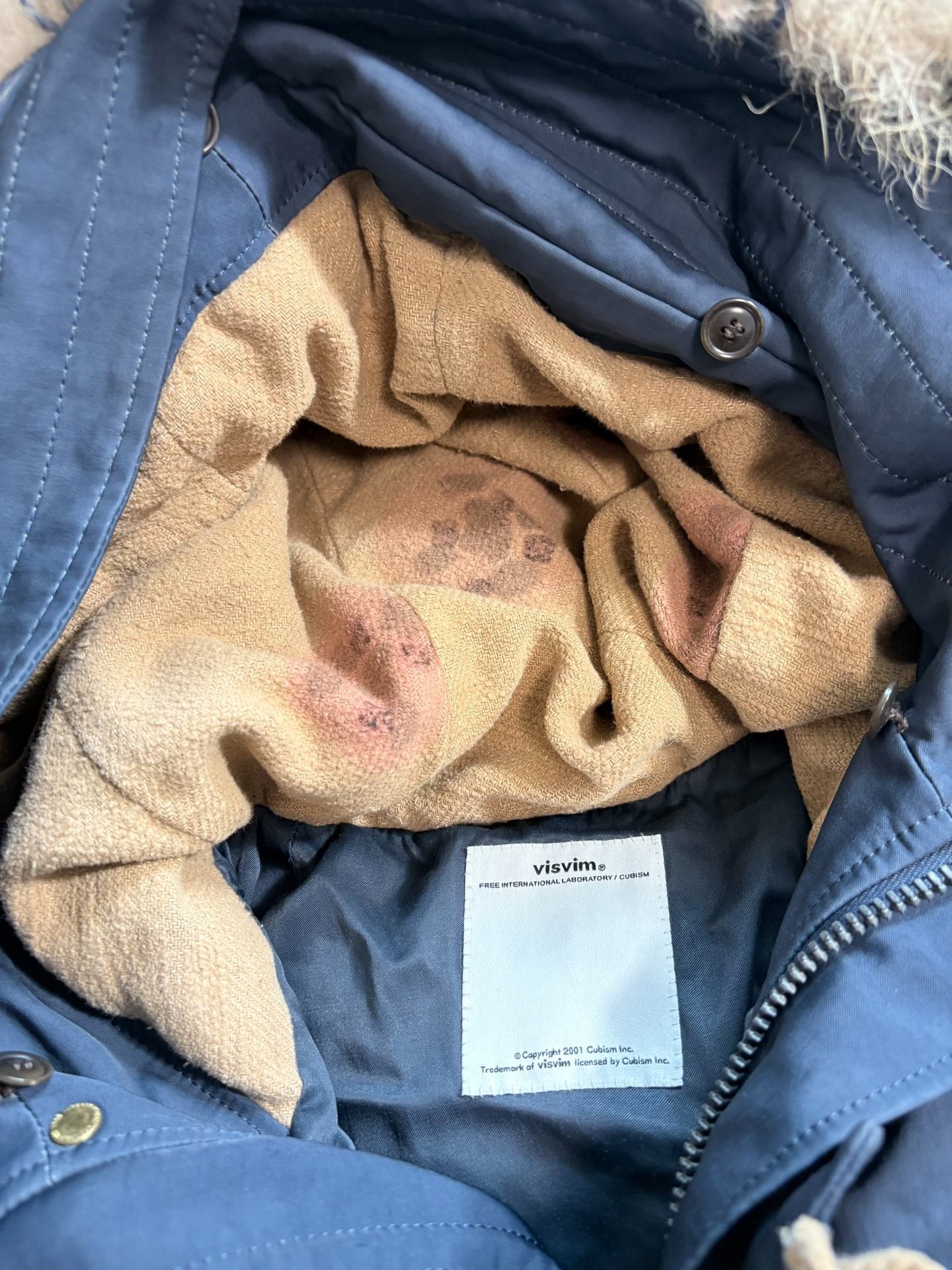 VISVIM VALDEZ DOWN WOLF FUR COAT — detail
