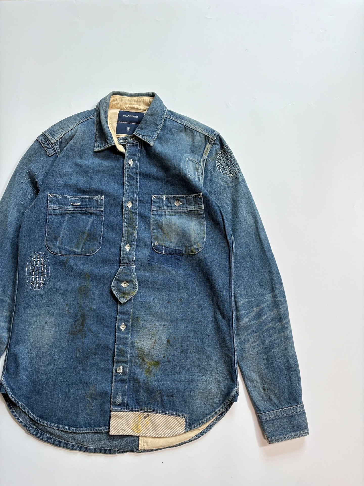 Miharayasuhiro Distressed Denim Shirt — front