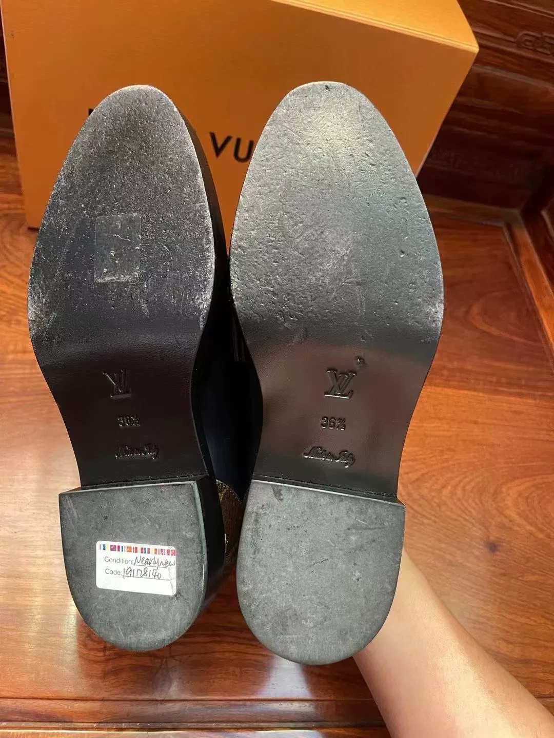 Louis Vuitton Black Patent Leather Loafers — back