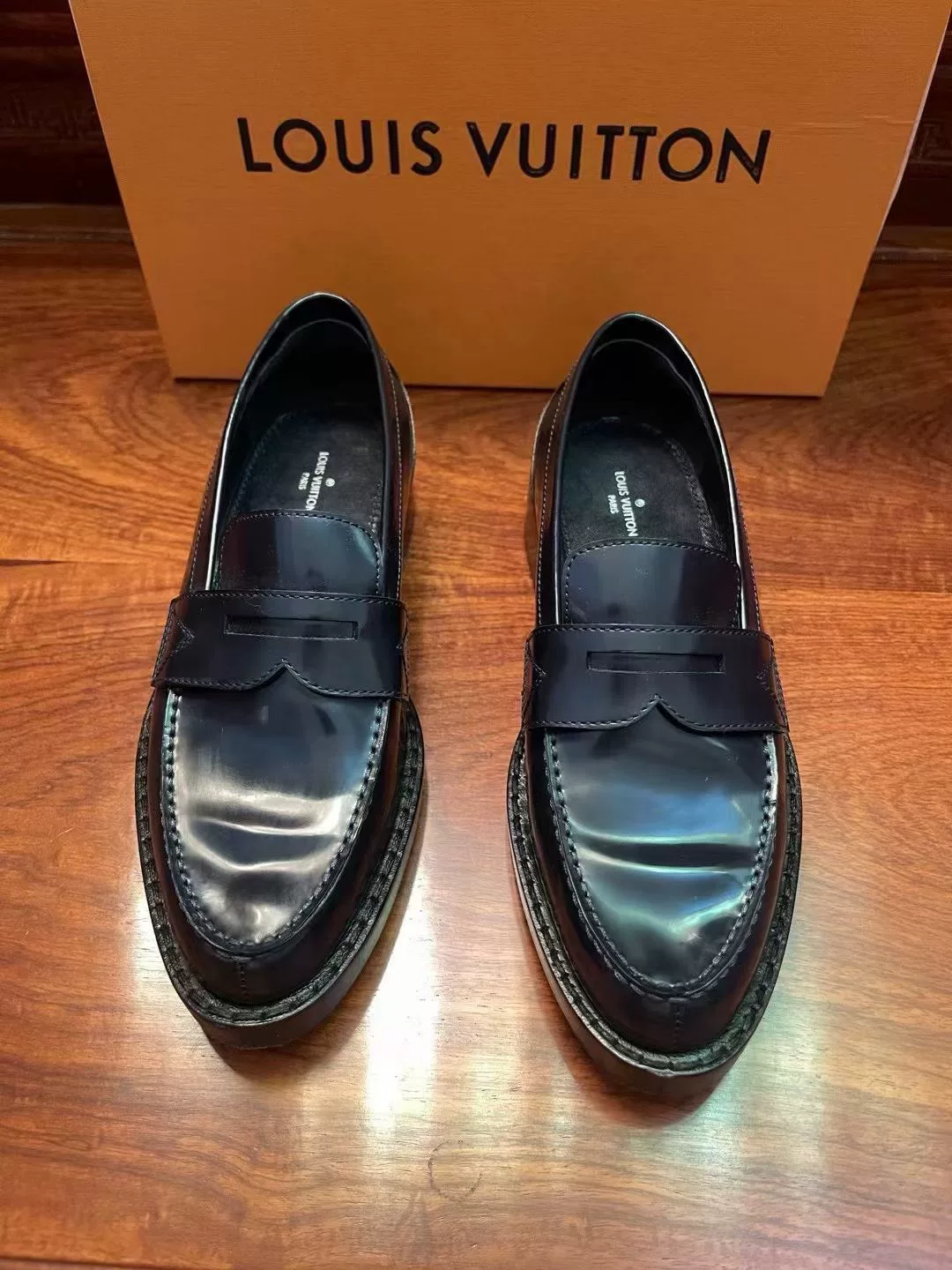 Louis Vuitton Black Patent Leather Loafers