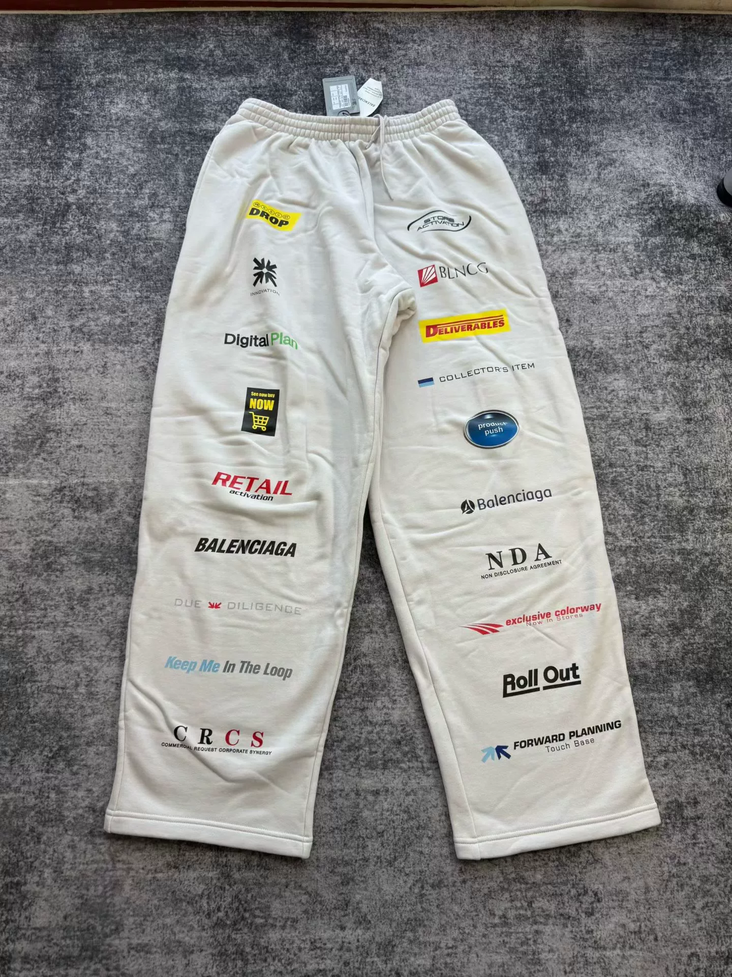 Balenciaga White Racing Logo Sports Pants