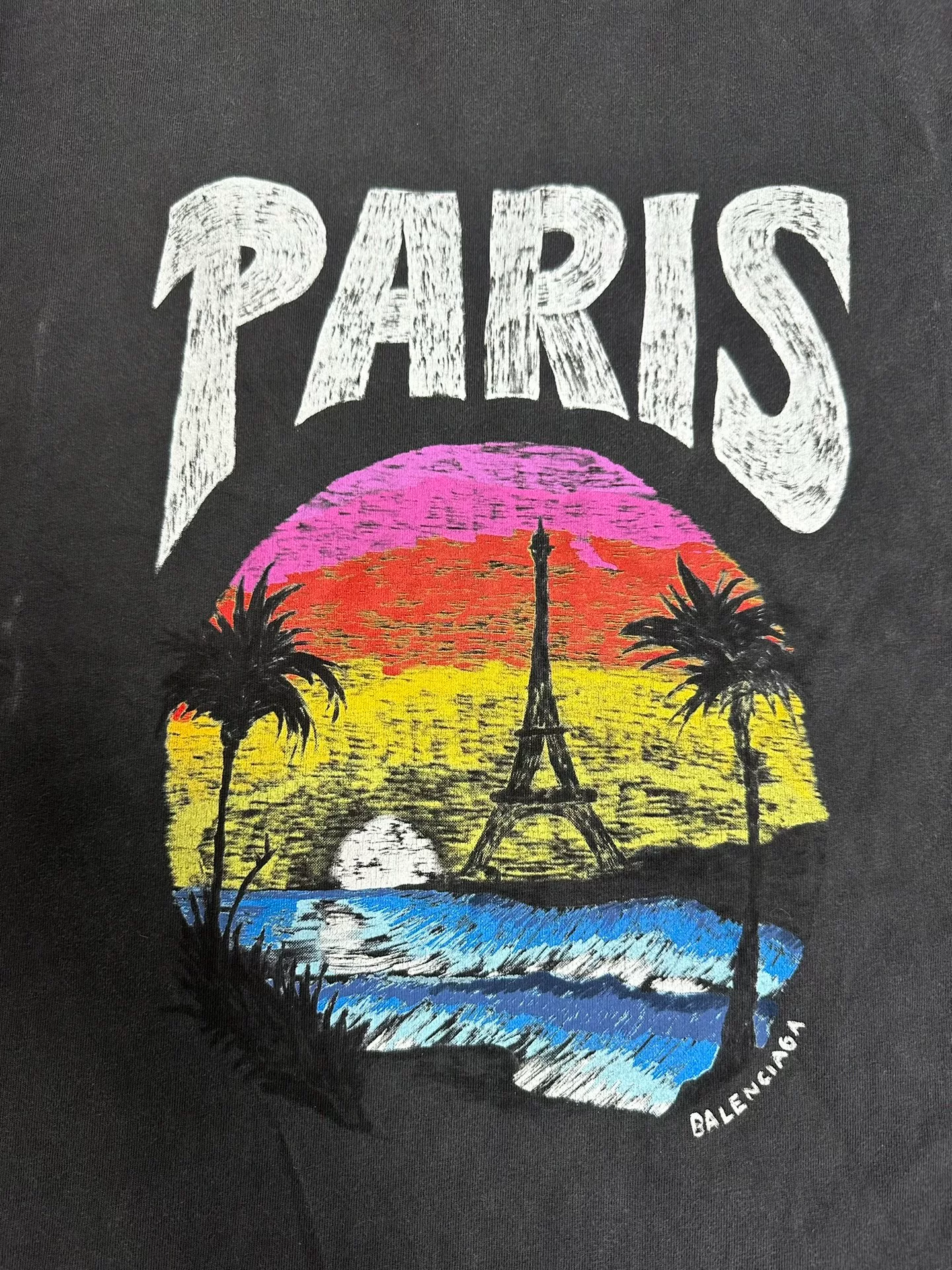 Balenciaga PARIS Eiffel Tower Print T-Shirt — detail