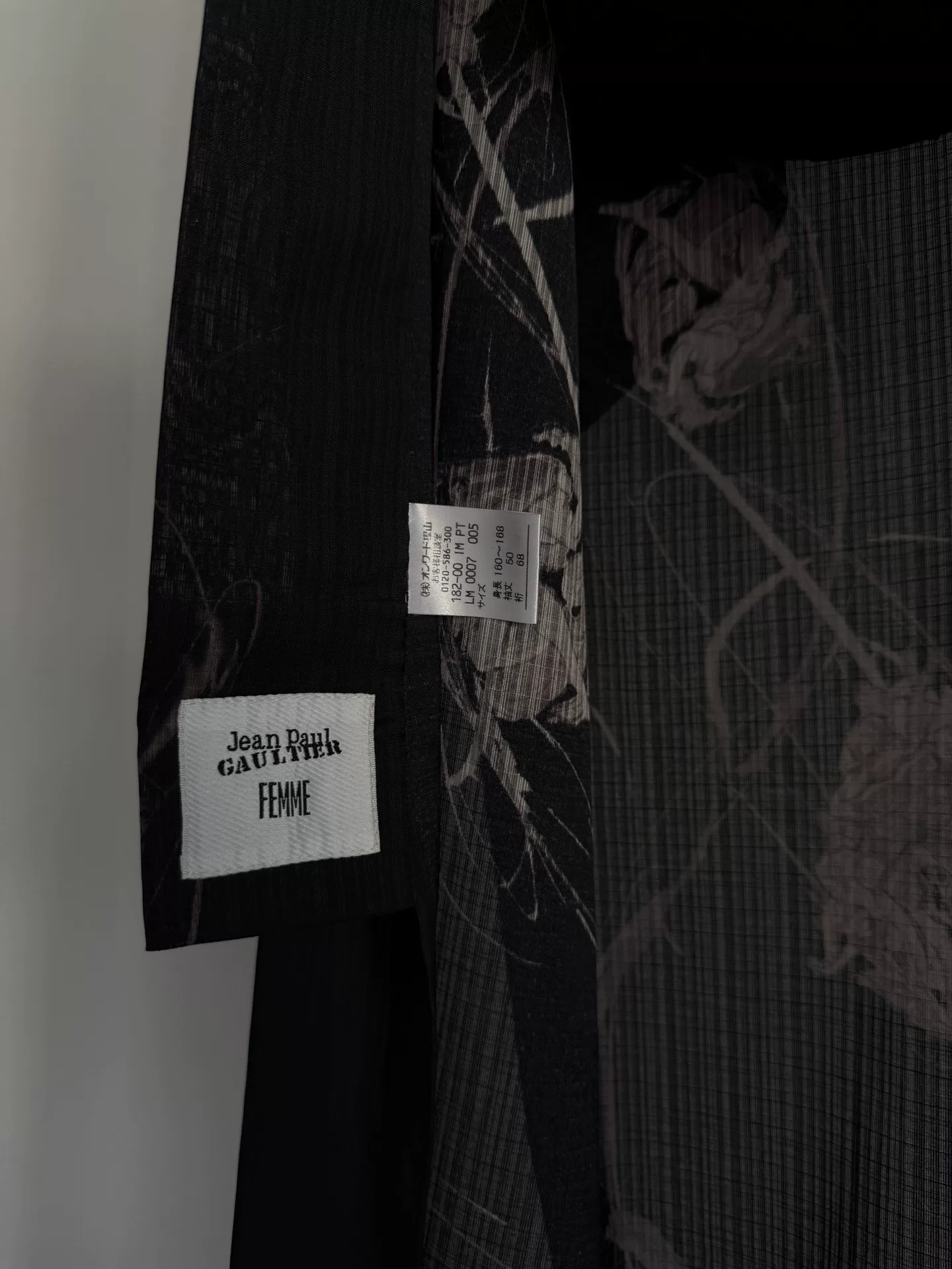 Jean Paul Gaultier Black Yukata — label