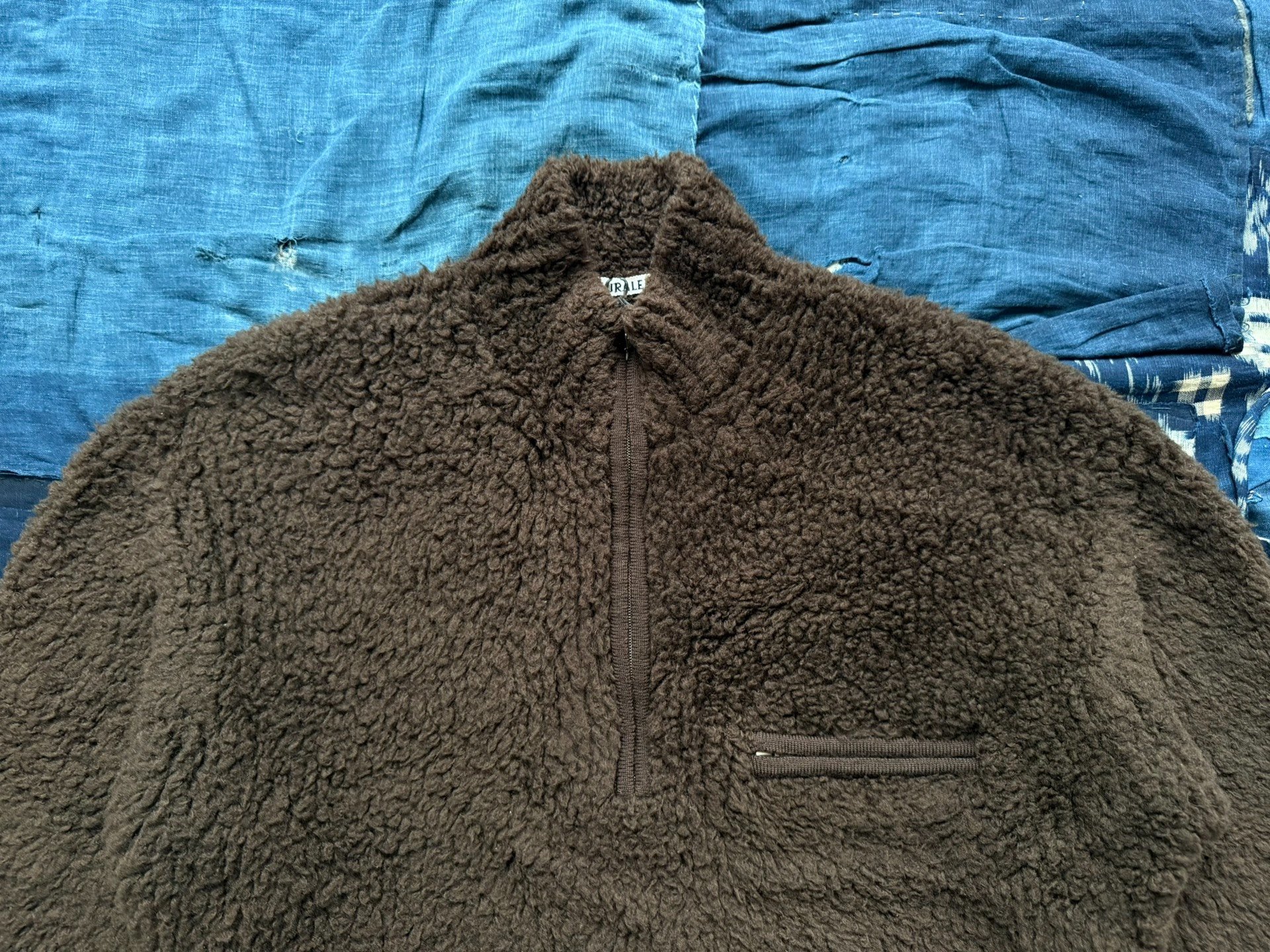 AURALEE Boa Knit Half-Zip Sweater Jacket — detail