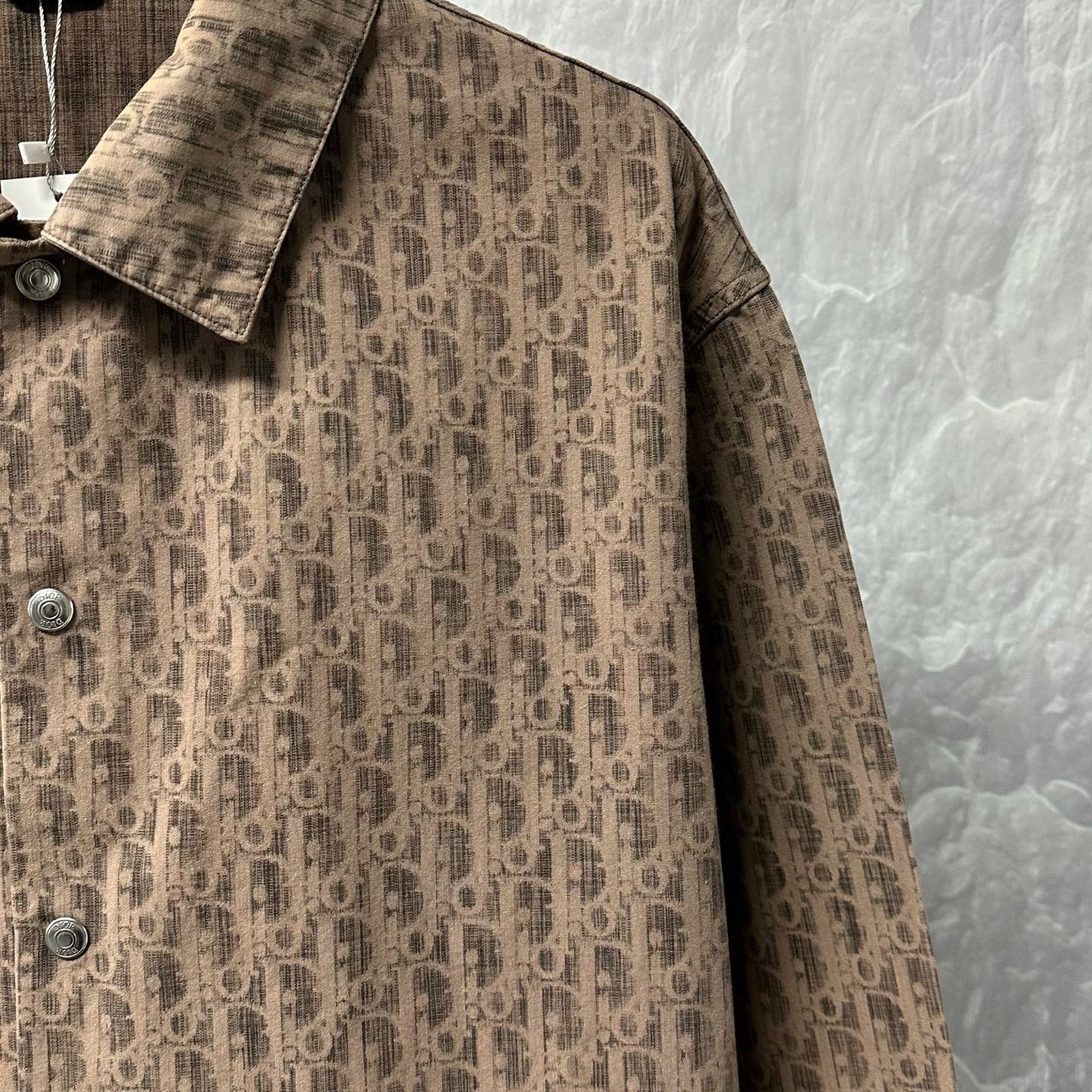 Dior Monogram Denim Long-Sleeve Shirt — detail