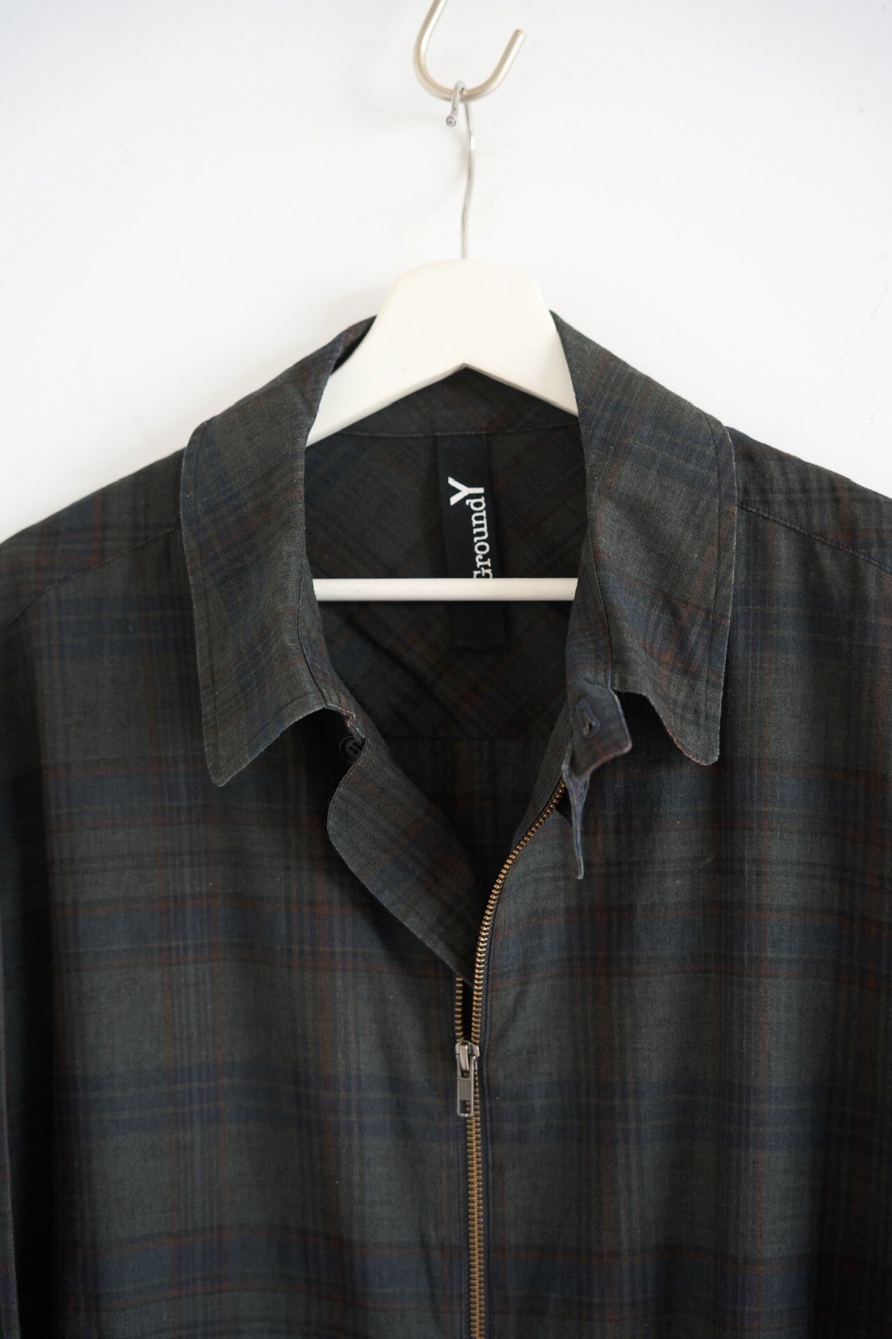 Yohji Yamamoto 24SS Plaid Zip Shirt — detail
