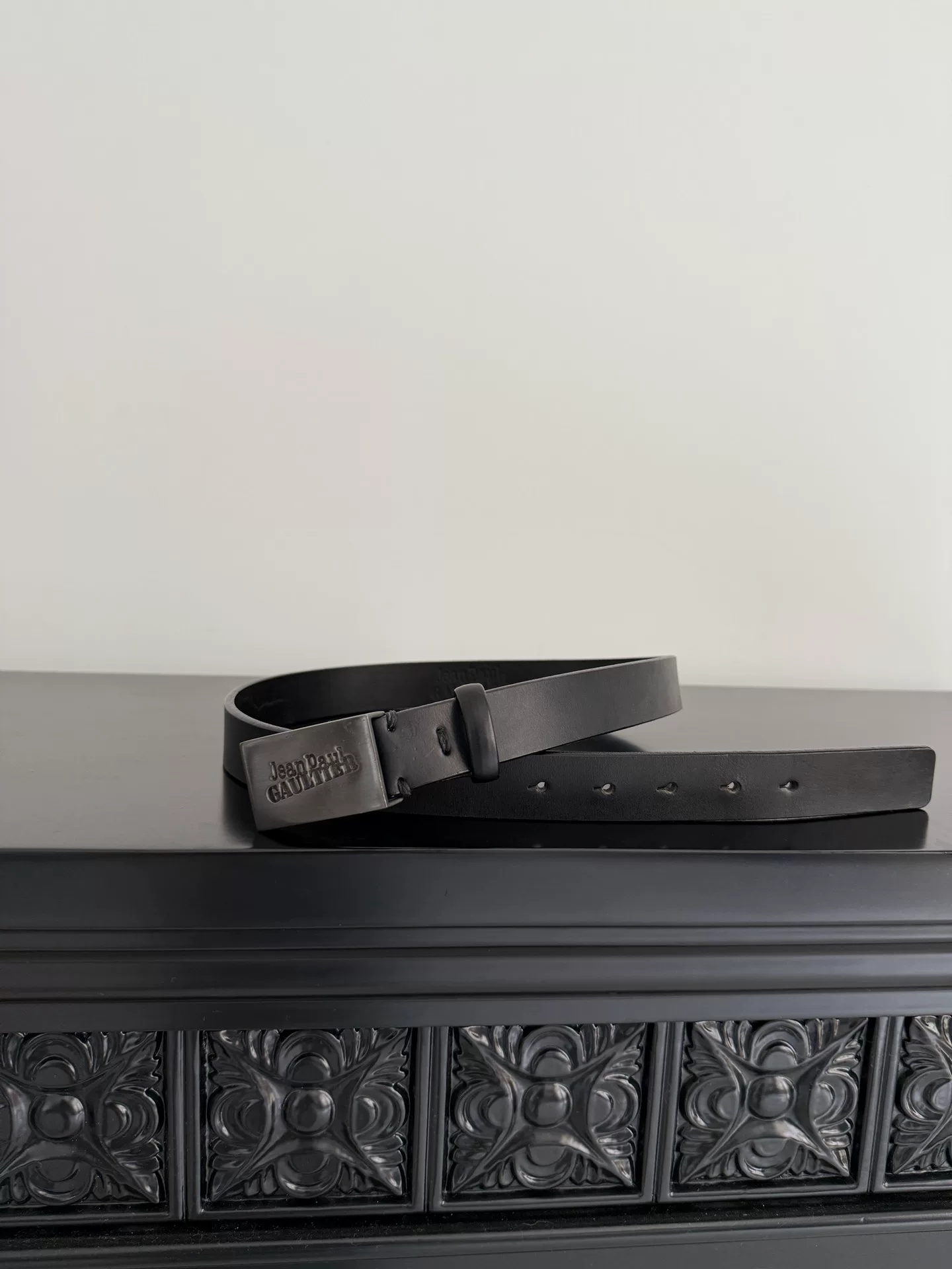Jean Paul Gaultier Logo Buckle Leather Belt — front