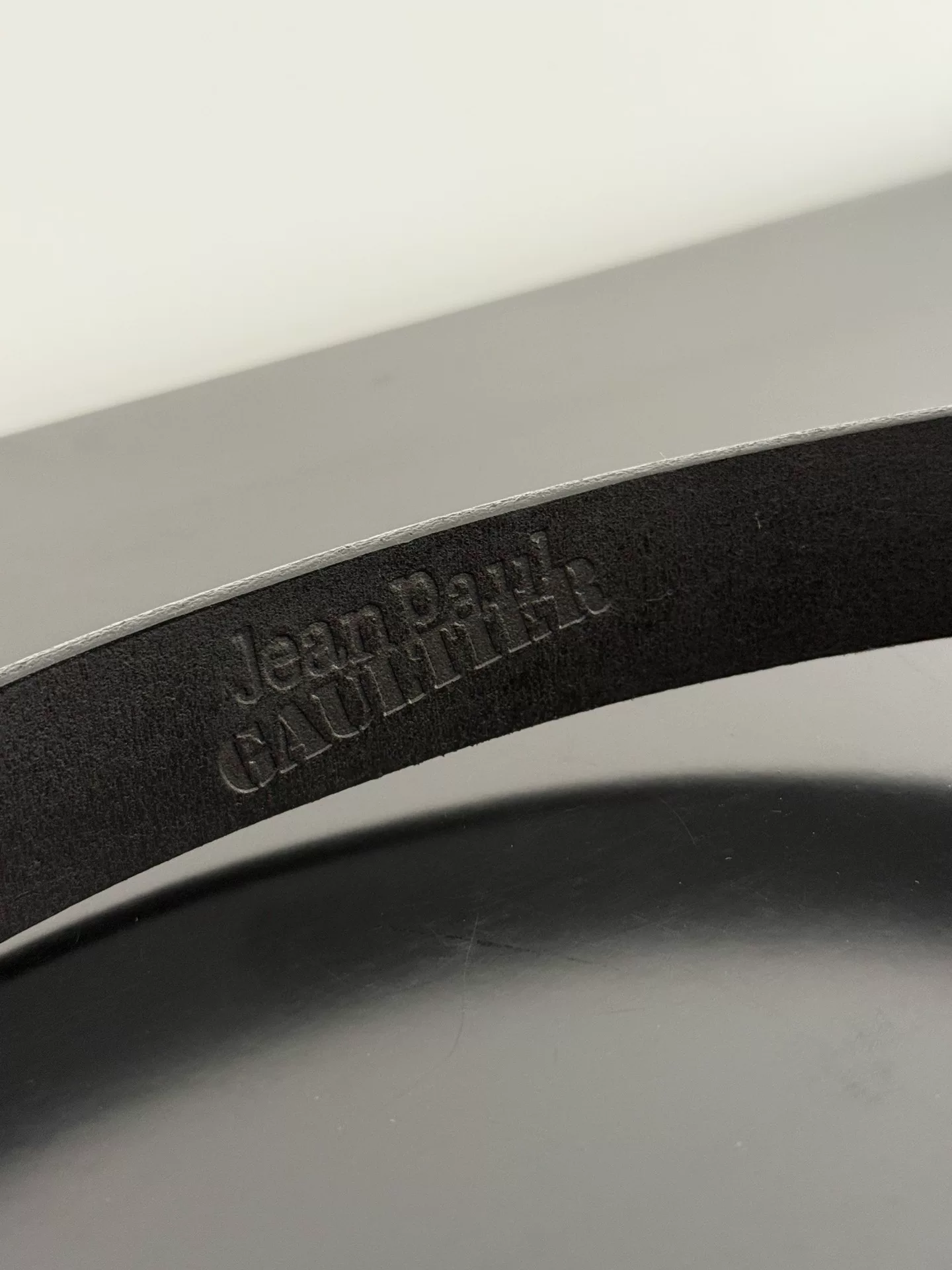 Jean Paul Gaultier Logo Buckle Leather Belt — label