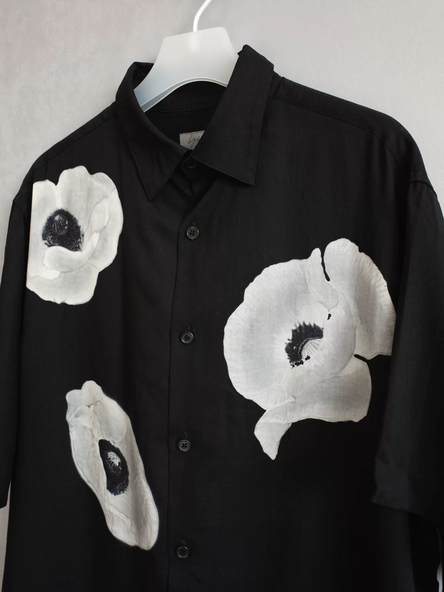 Yohji Yamamoto Ink Wash Floral Shirt — detail